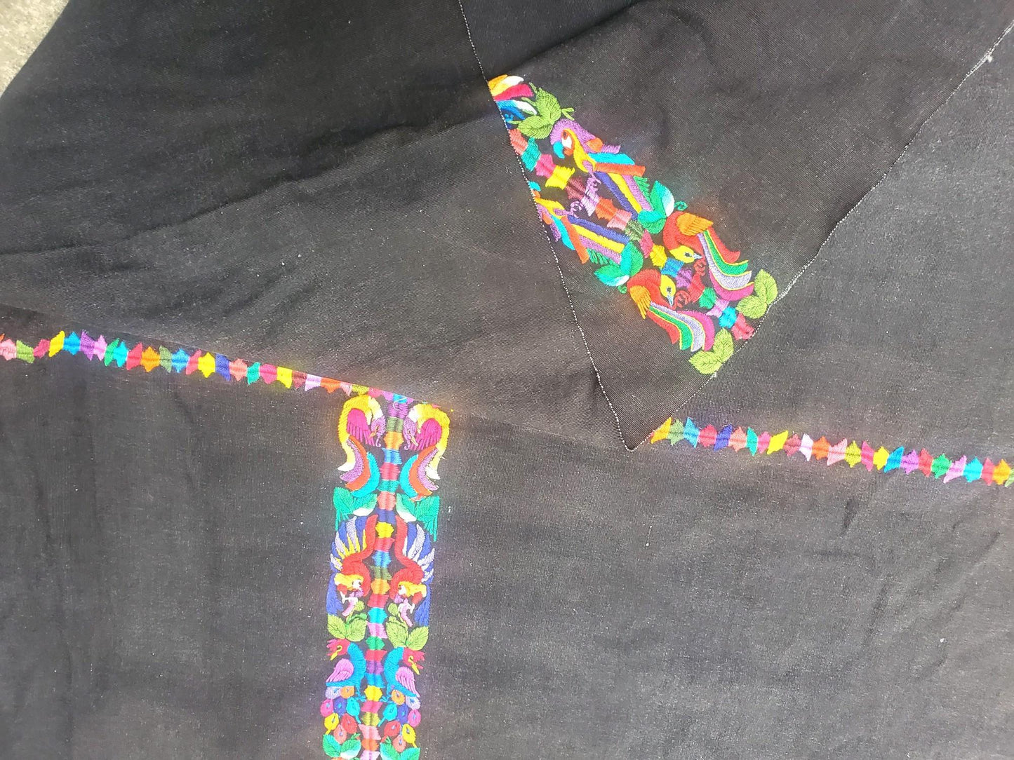 GUATEMALAN XENACOJ Black Cotton Corte FABRIC Per Yard - Vintage Embroidered Hand Woven Fabric