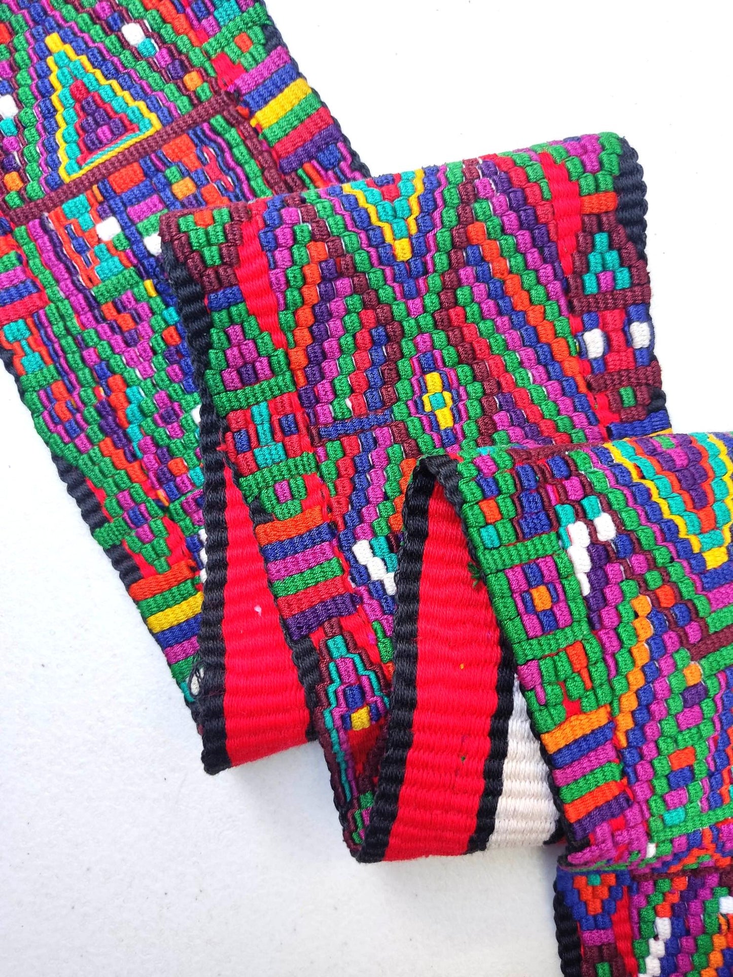 New Red Unique Guatemala Handmade WEAVED Cotton SASH CINTA from Nebaj