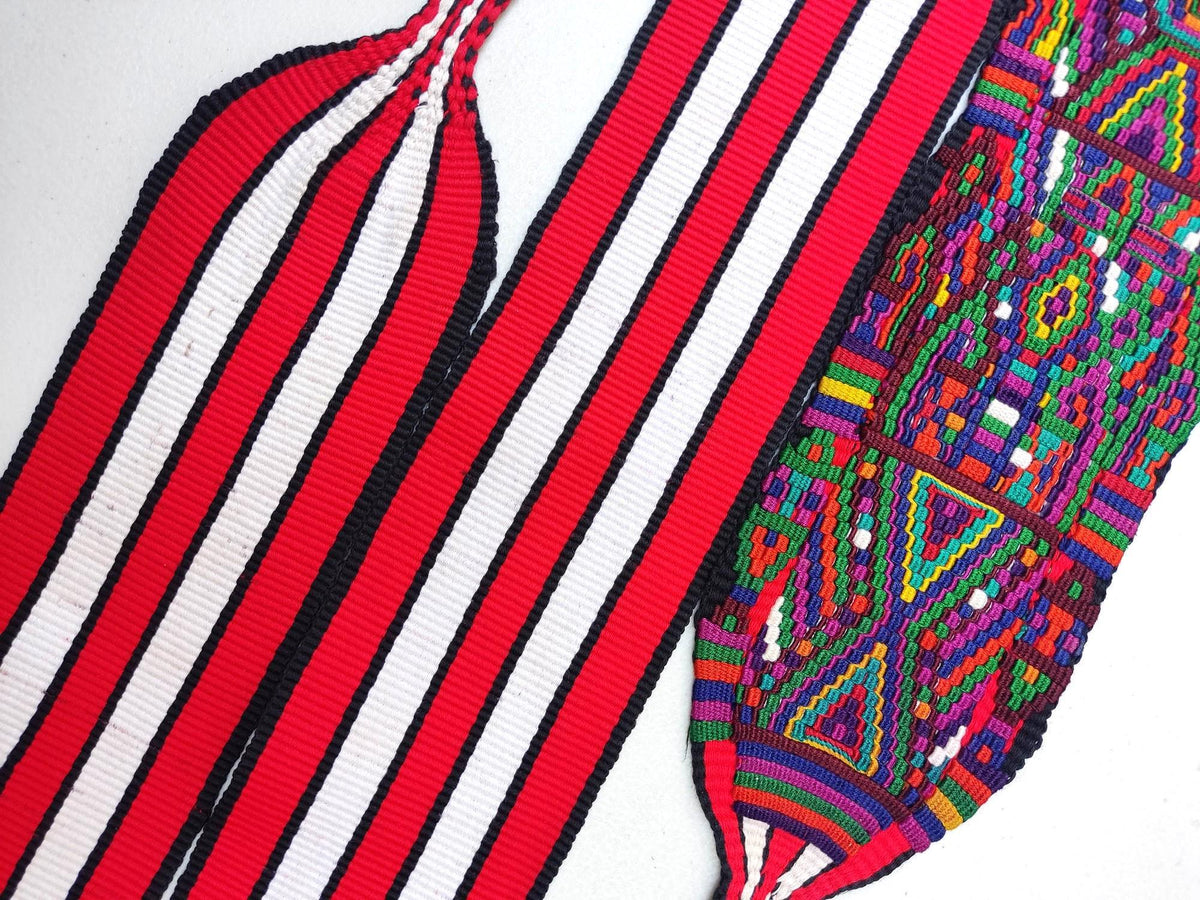 New Red Unique Guatemala Handmade WEAVED Cotton SASH CINTA from Nebaj