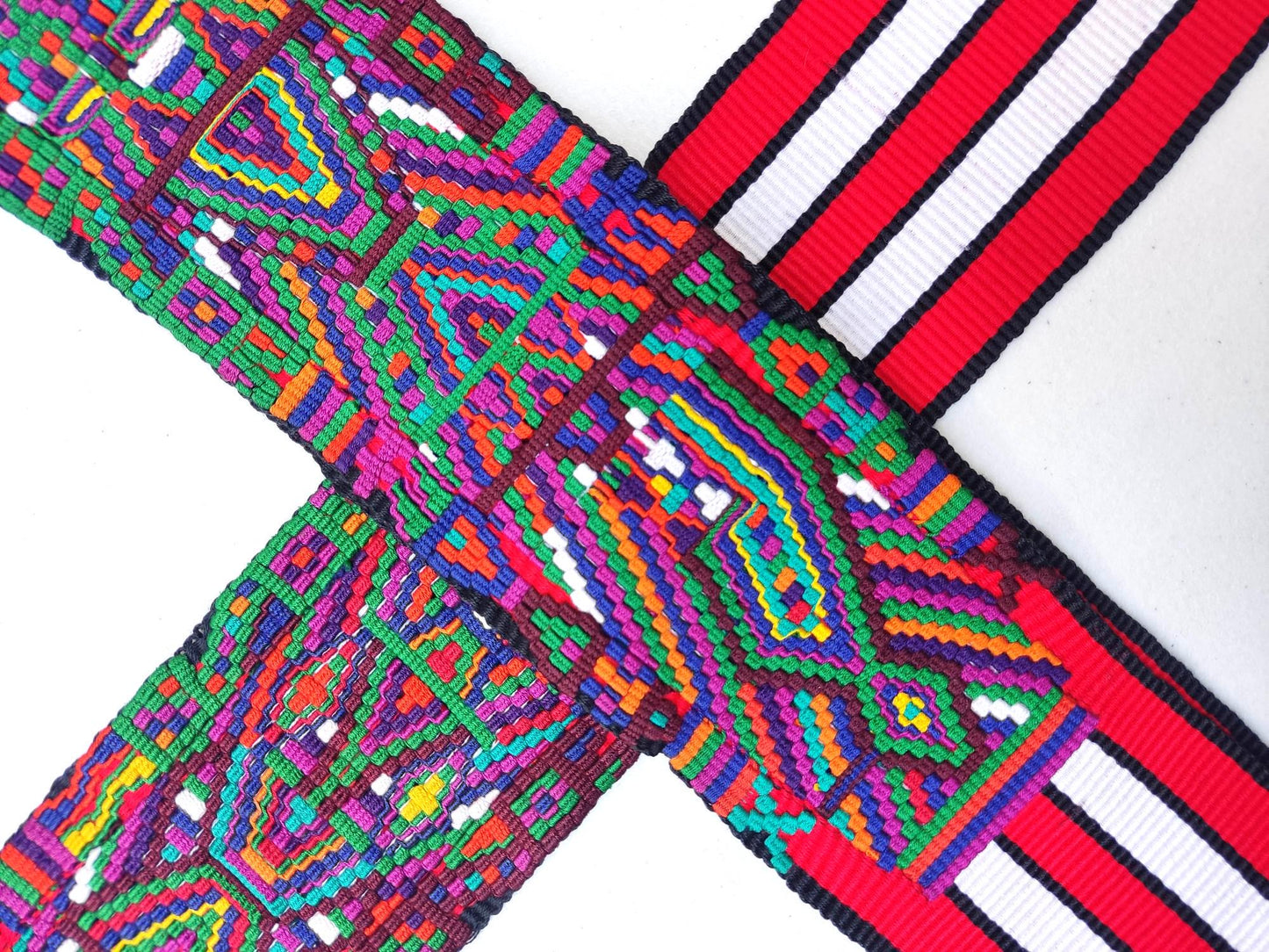 New Red Unique Guatemala Handmade WEAVED Cotton SASH CINTA from Nebaj