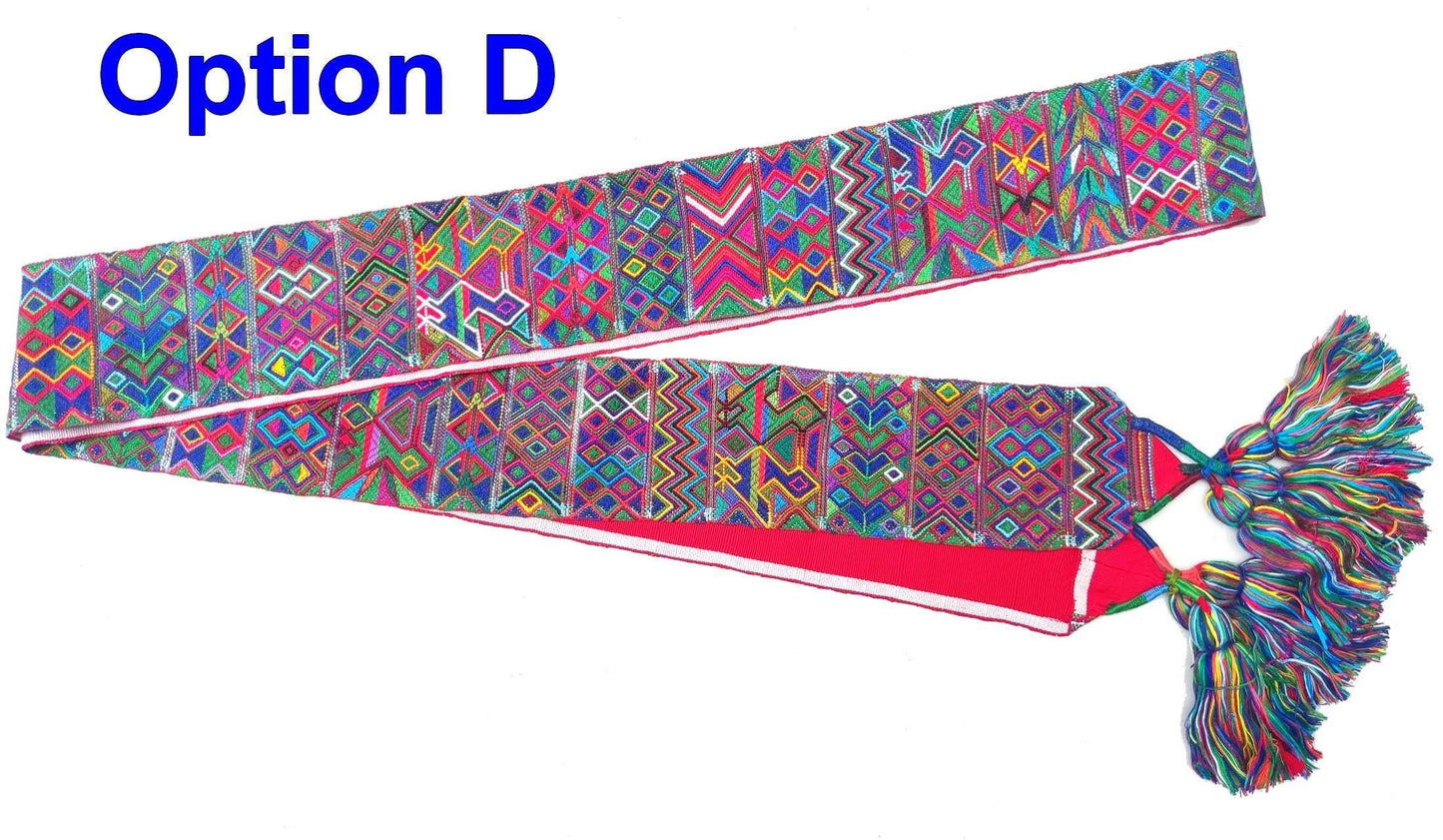 Vintage Red / Green Unique Guatemala Handmade WEAVED Cotton SASH CINTA from Aguacatan