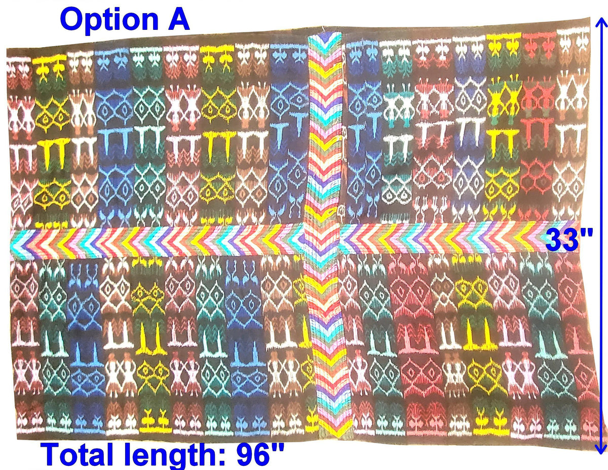 GUATEMALAN Nahuala Cotton IKAT Corte FABRIC Per Yard - Vintage Embroidered Hand Woven Fabric