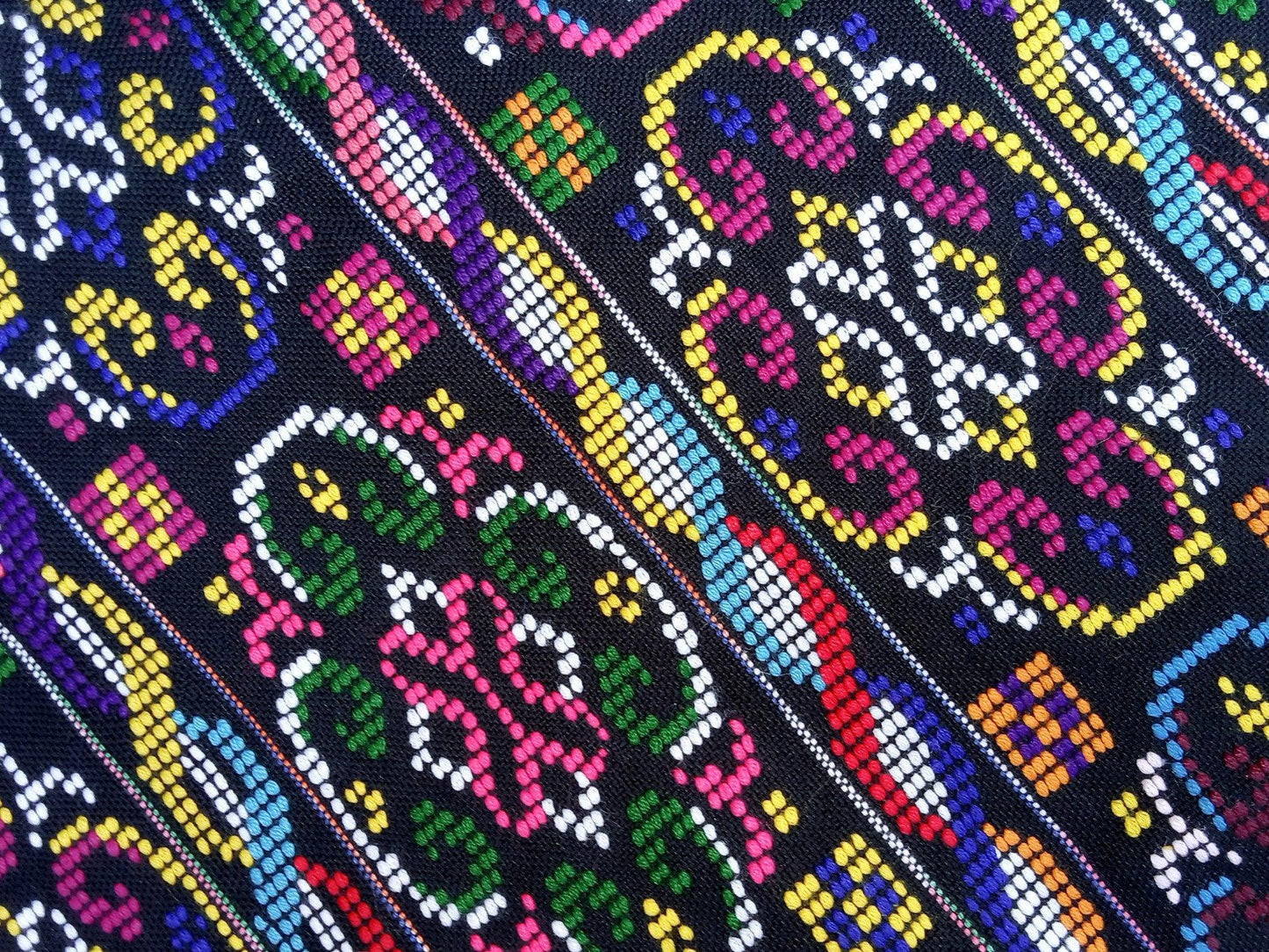 New unique Guatemala handmade weaved cotton multicolor Zunil Corte -Fabric per yard-