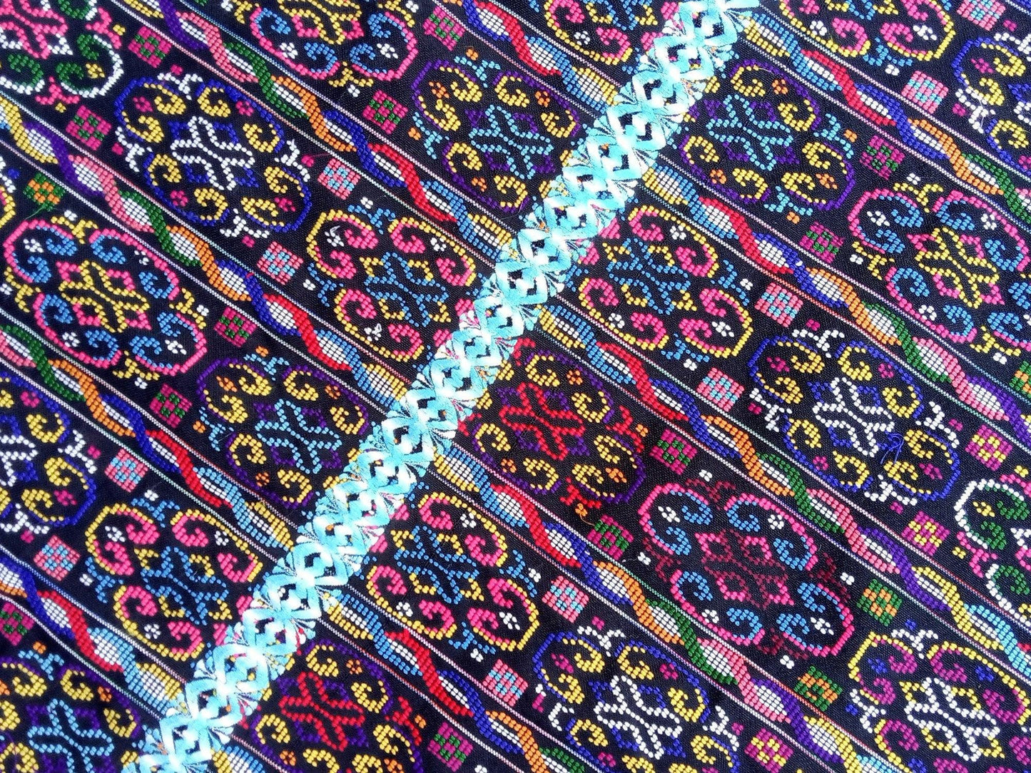 New unique Guatemala handmade weaved cotton multicolor Zunil Corte -Fabric per yard-