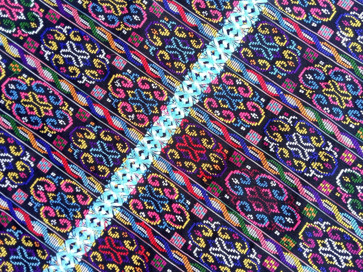 New unique Guatemala handmade weaved cotton multicolor Zunil Corte -Fabric per yard-