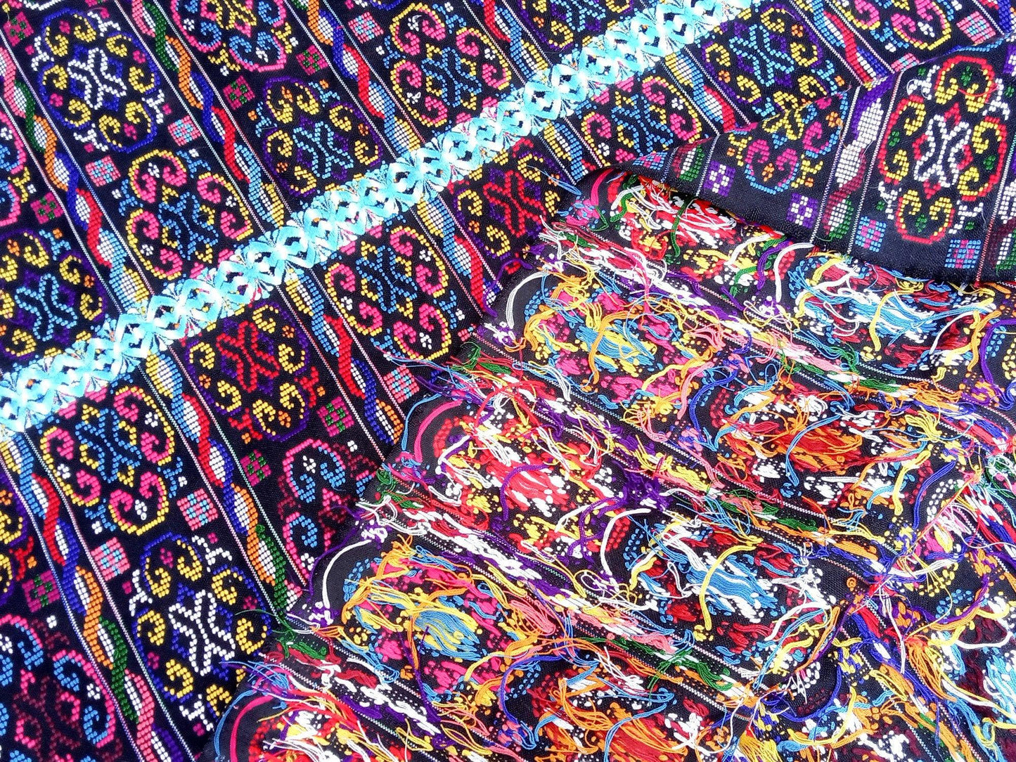 New unique Guatemala handmade weaved cotton multicolor Zunil Corte -Fabric per yard-