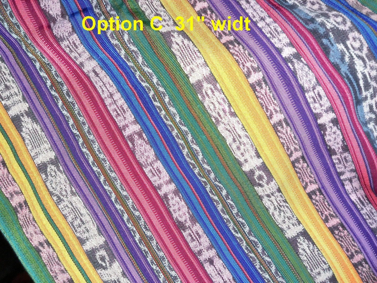 Guatemalan Unique Vintage Ikat Silk fabric per yard- Hand Woven Ethnic Textile -