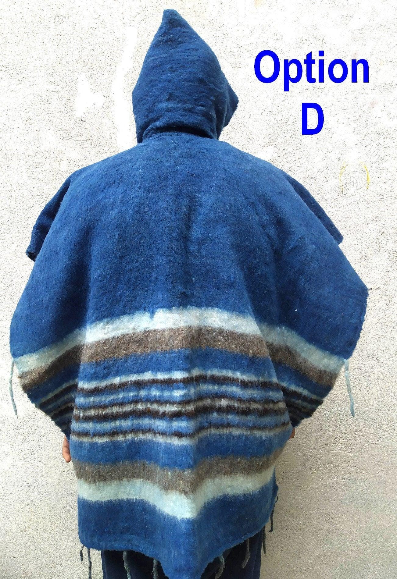 Guatemalan Wool Poncho, Hand Woven sarape with hood, heavy weight poncho, winter poncho
