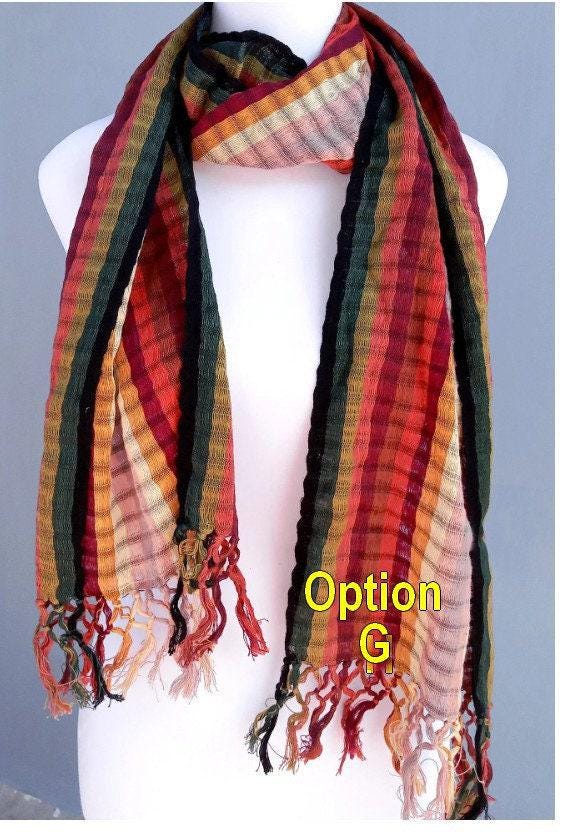 Women Medium Weight GUATEMALAN COTTON Indigo SCARF Wrap - Artisans Wear Aesthetic Shawl