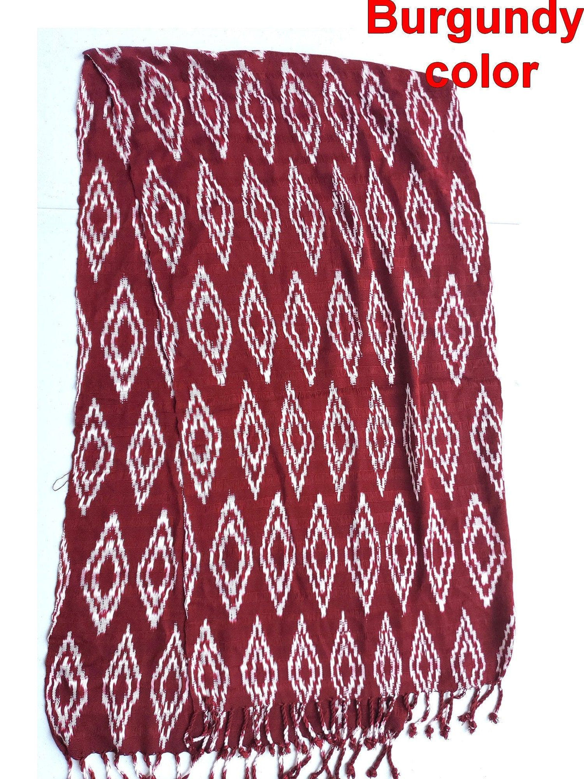 Women Medium Weight GUATEMALAN RAYON Indigo Burgundy Orange Blue SCARF Wrap - Artisans Wear Aesthetic Shawl