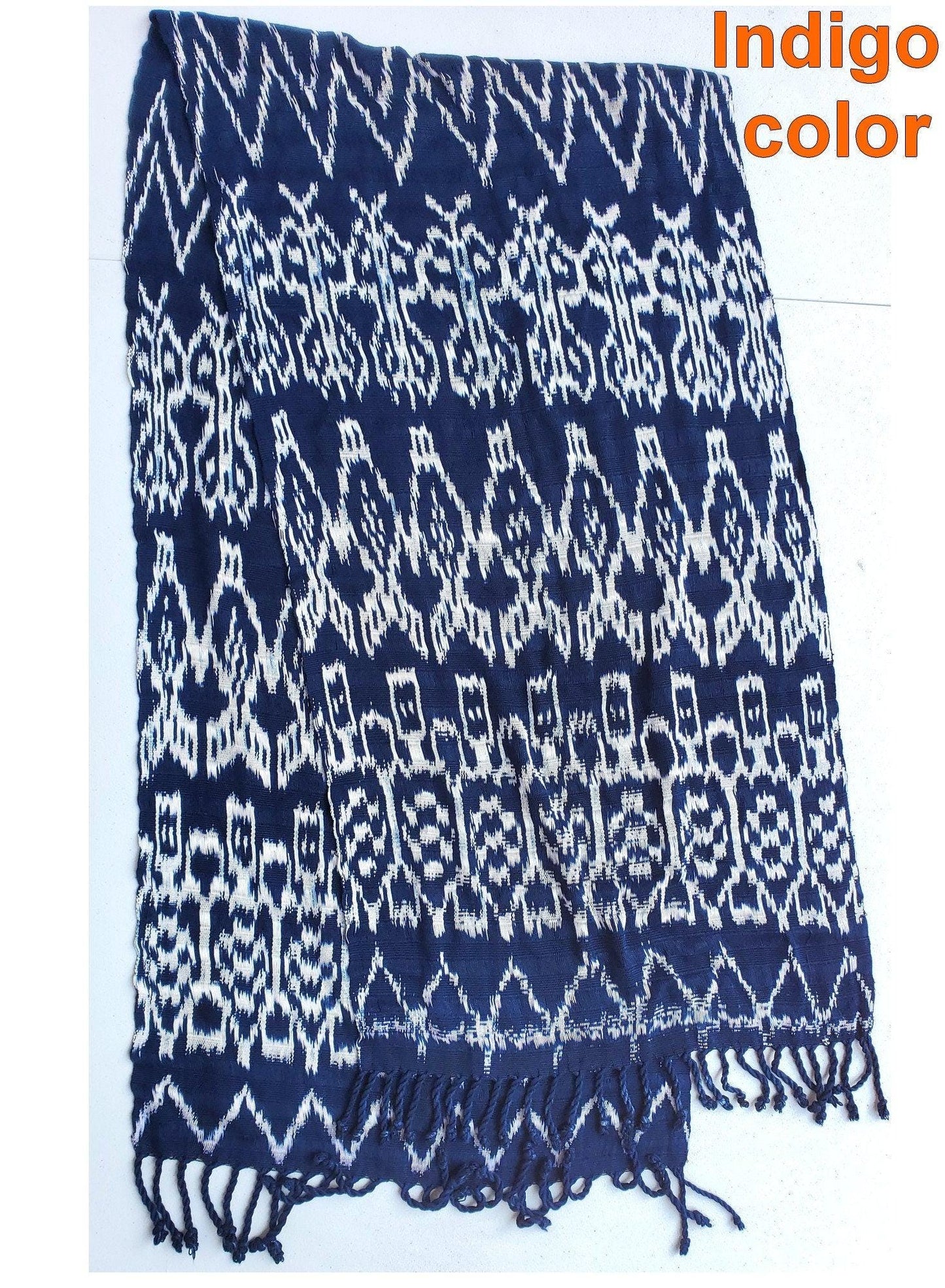 Women Medium Weight GUATEMALAN RAYON Indigo Burgundy Orange Blue SCARF Wrap - Artisans Wear Aesthetic Shawl