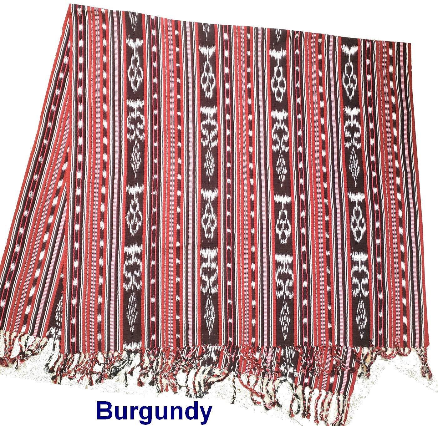 Women Heavy Weight GUATEMALAN COTTON Indigo Multicolor Rainbow Burgundy Yellow SCARF Wrap - Artisans Wear Aesthetic Shawl