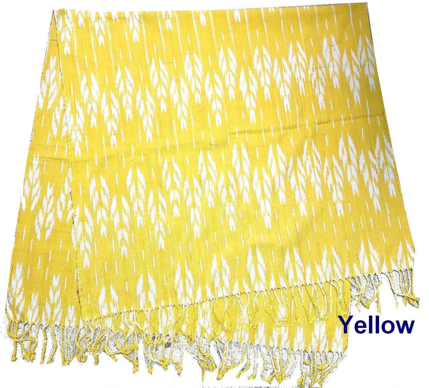 Women Heavy Weight GUATEMALAN COTTON Indigo Multicolor Rainbow Burgundy Yellow SCARF Wrap - Artisans Wear Aesthetic Shawl