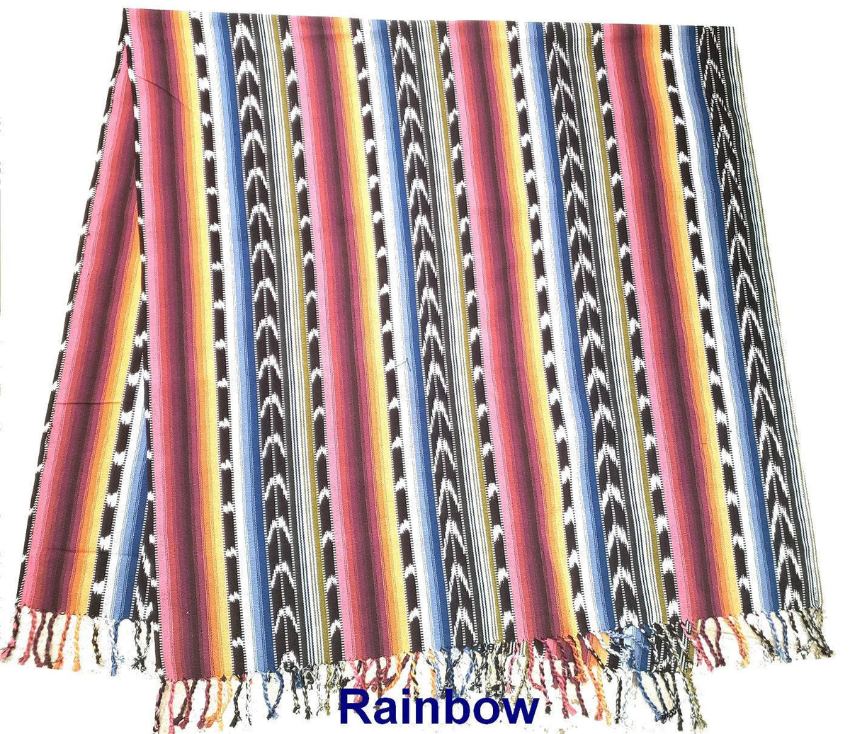 Women Heavy Weight GUATEMALAN COTTON Indigo Multicolor Rainbow Burgundy Yellow SCARF Wrap - Artisans Wear Aesthetic Shawl