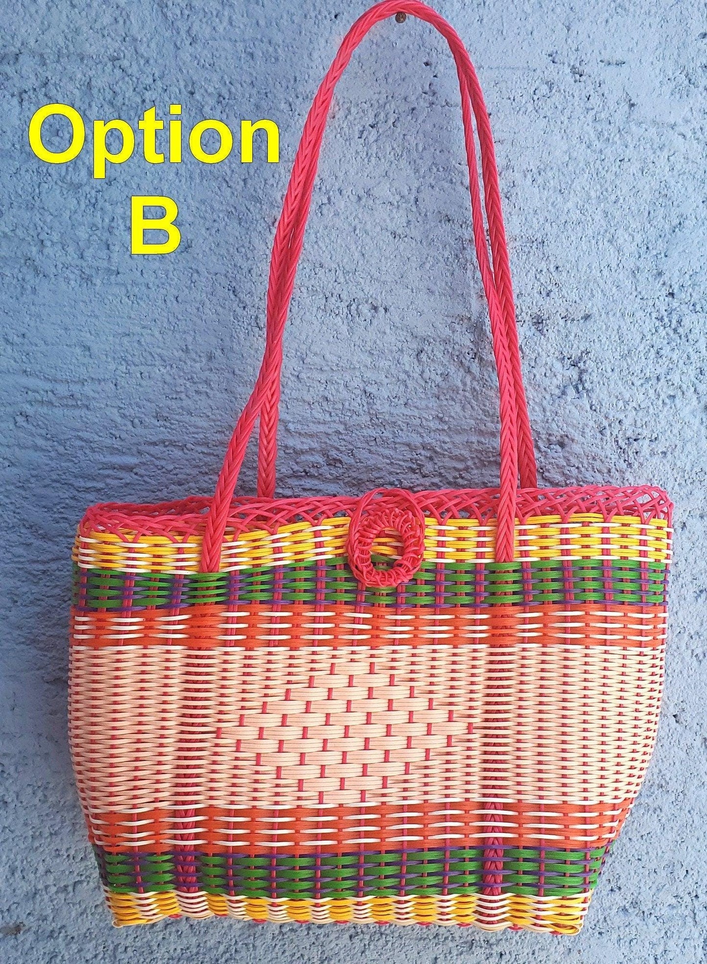 Woven Guatemalan Plastic market Bag - Recycled plastic basket