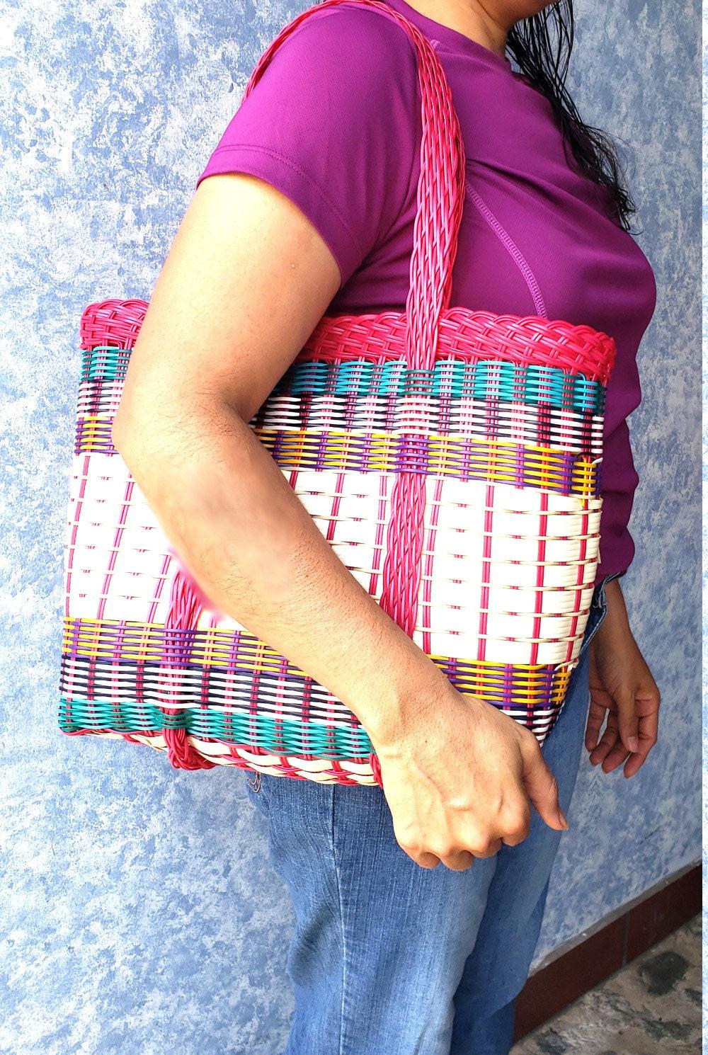 Large Woven Guatemalan Plastic market Bag - Recycled plastic