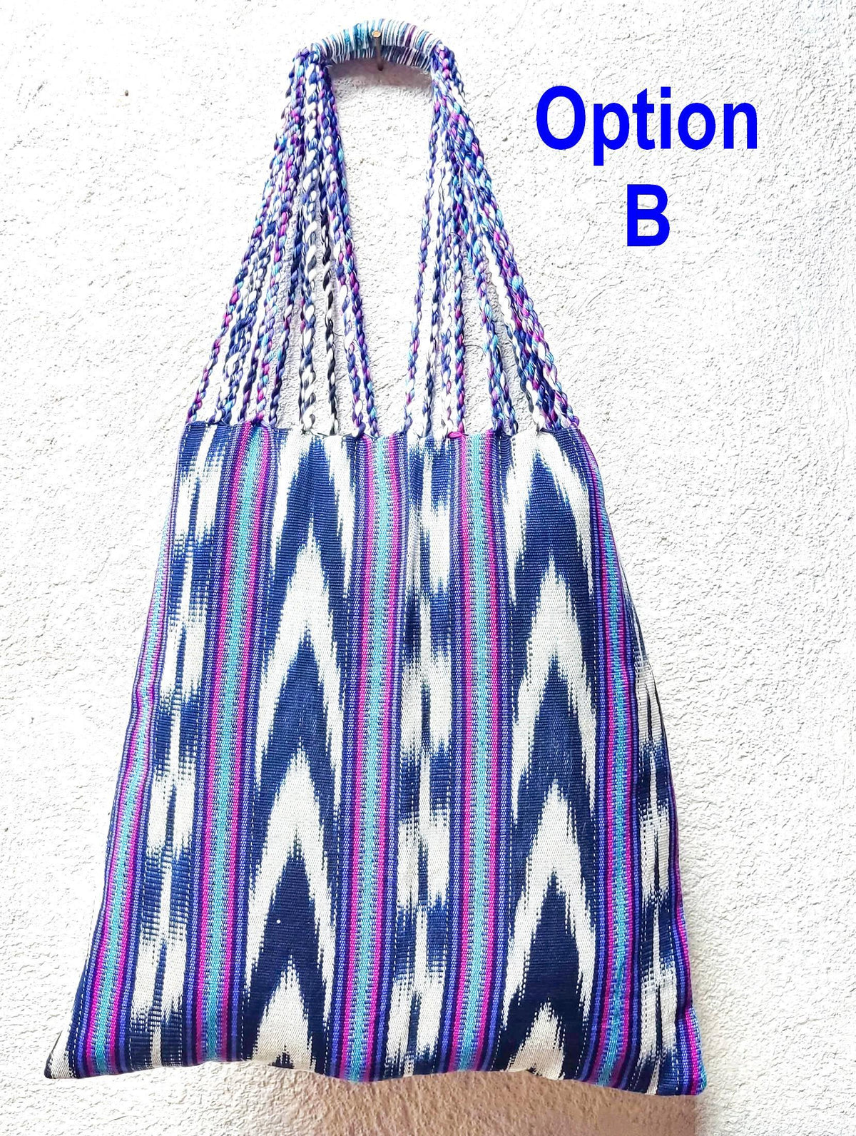 Guatemalan IKAT Hammock BAG with Braided Handles . Variety Colors Available