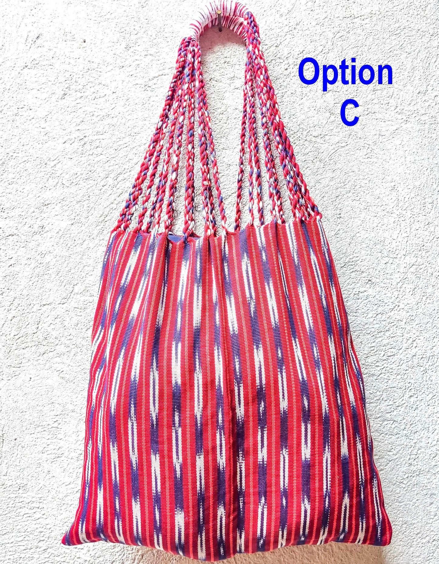 Guatemalan IKAT Hammock BAG with Braided Handles . Variety Colors Available