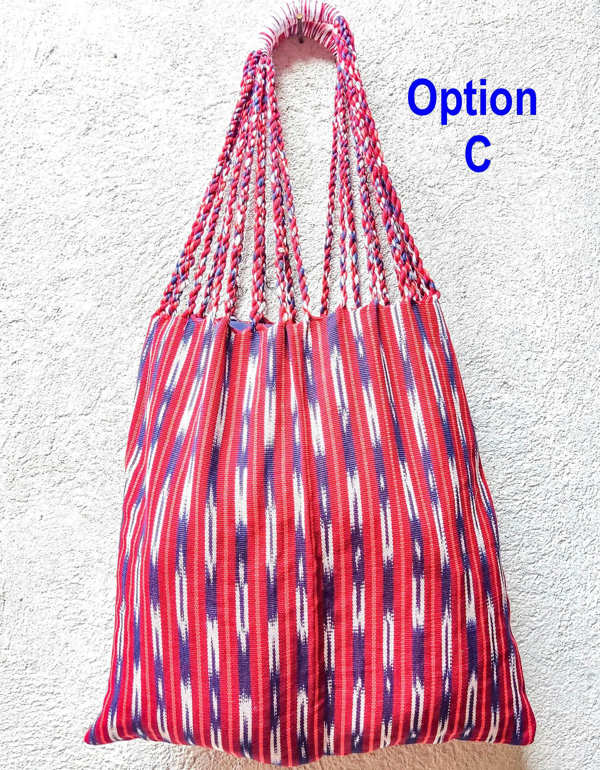 Guatemalan IKAT Hammock BAG with Braided Handles . Variety Colors Available