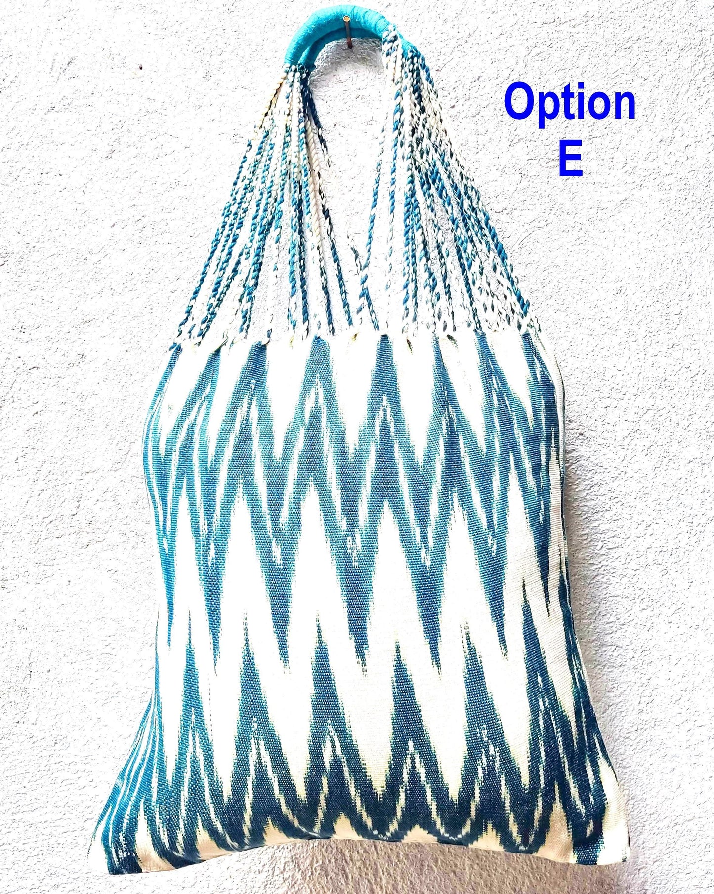 Guatemalan IKAT Hammock BAG with Braided Handles . Variety Colors Available