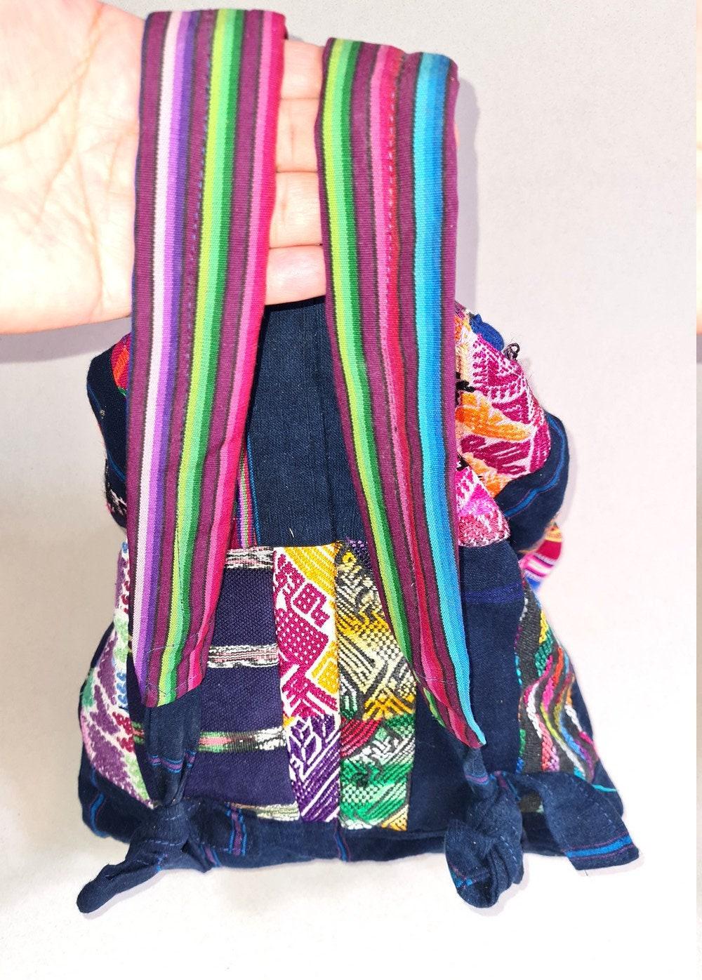 Guatemalan upcycled cotton patchwork backpack bag