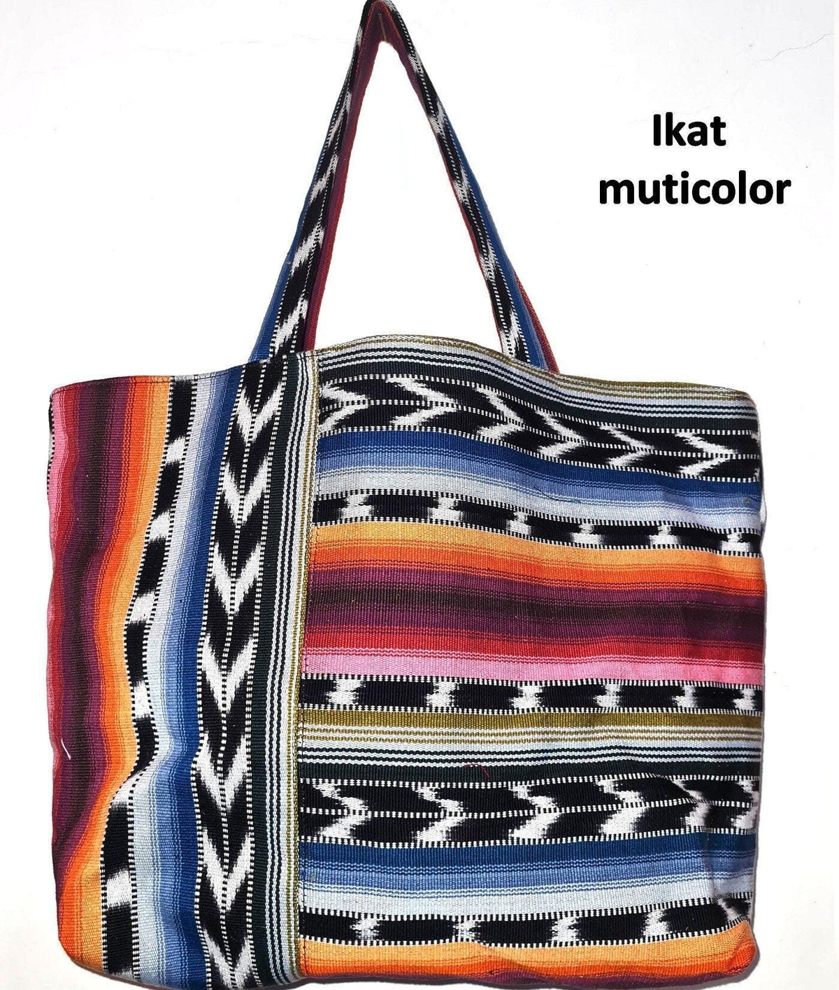 Handwoven GUATEMALAN COTTON Striped Lining TOTE Bag With Zipper Available In Multiple Colors