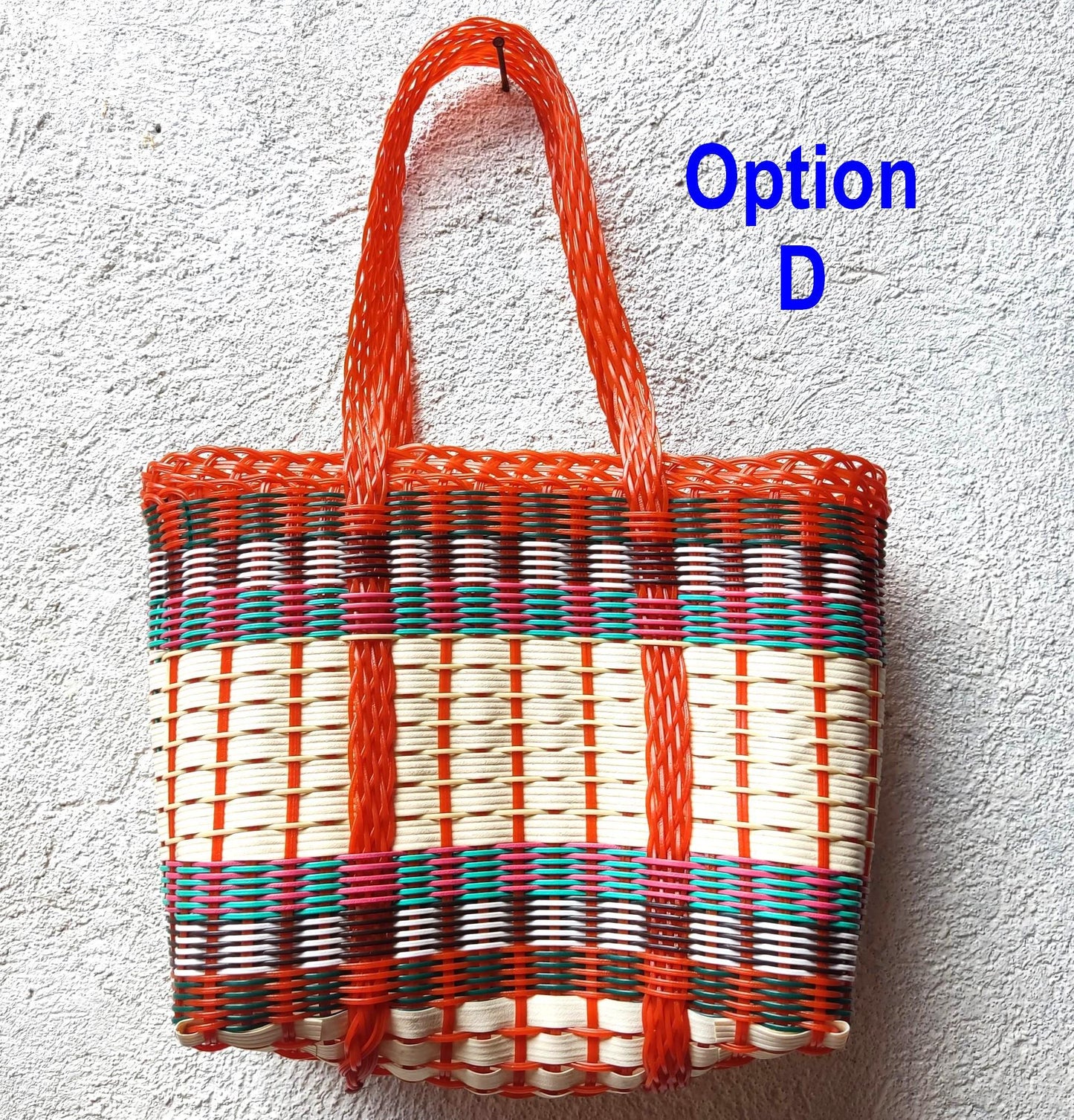 Large Woven Guatemalan Plastic market Bag - RECYCLED PLASTIC Basket