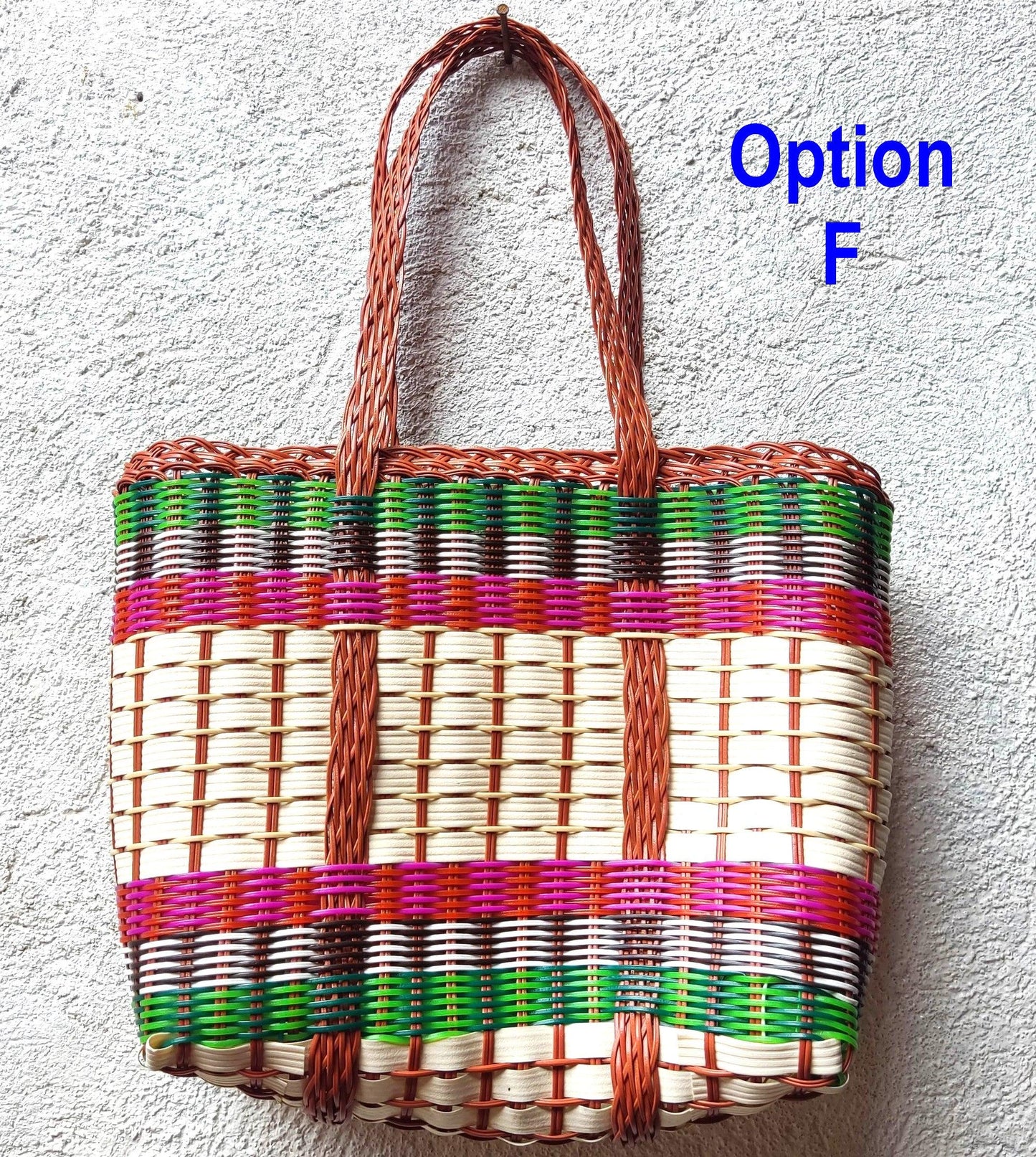 Large Woven Guatemalan Plastic market Bag - RECYCLED PLASTIC Basket