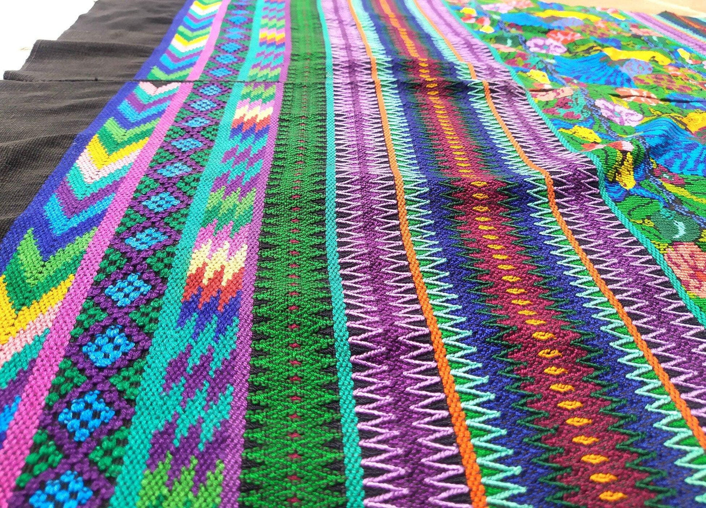 Handmade weaved cotton runner tablecloth -Huipil from San Antonio Aguas Calientes-