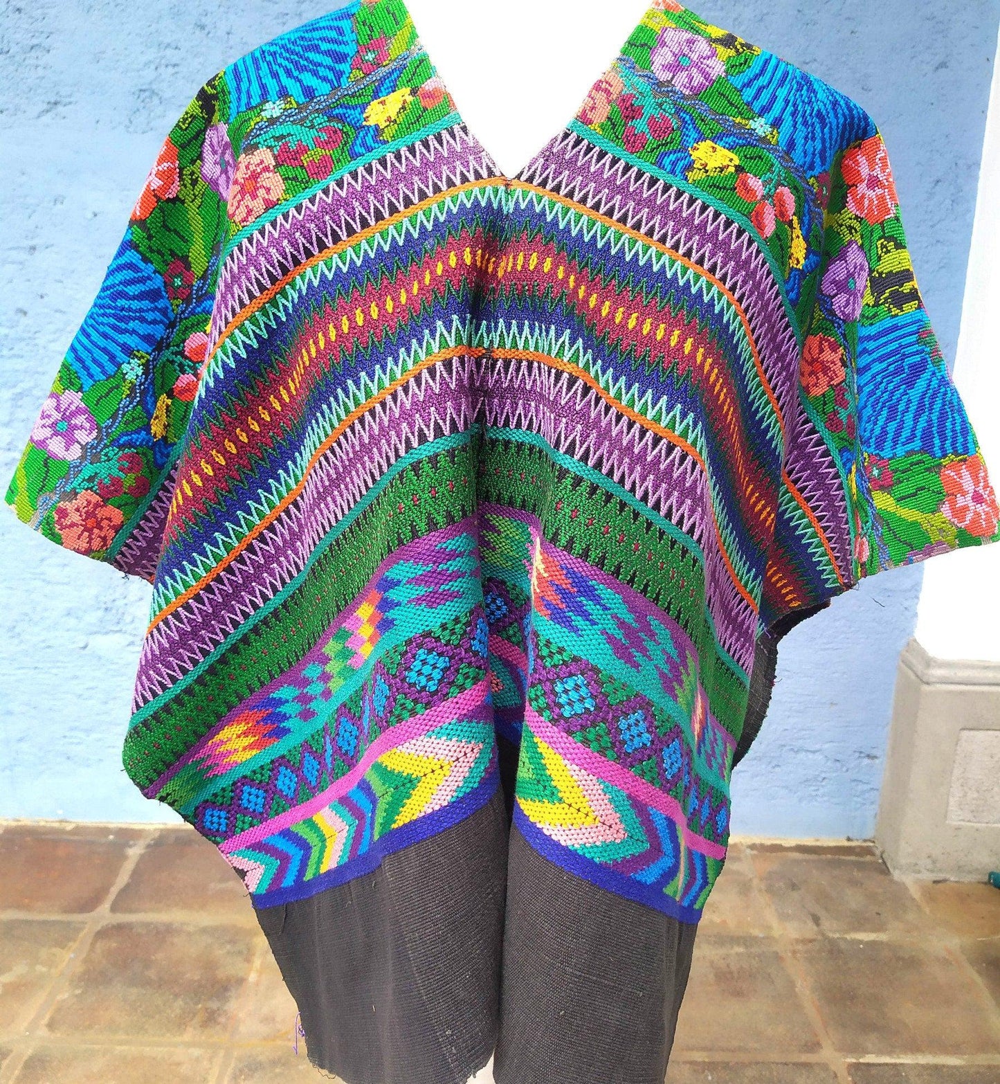 Handmade weaved cotton runner tablecloth -Huipil from San Antonio Aguas Calientes-