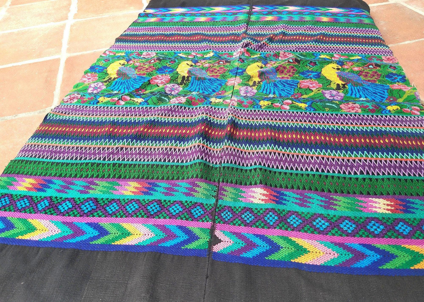 Handmade weaved cotton runner tablecloth -Huipil from San Antonio Aguas Calientes-