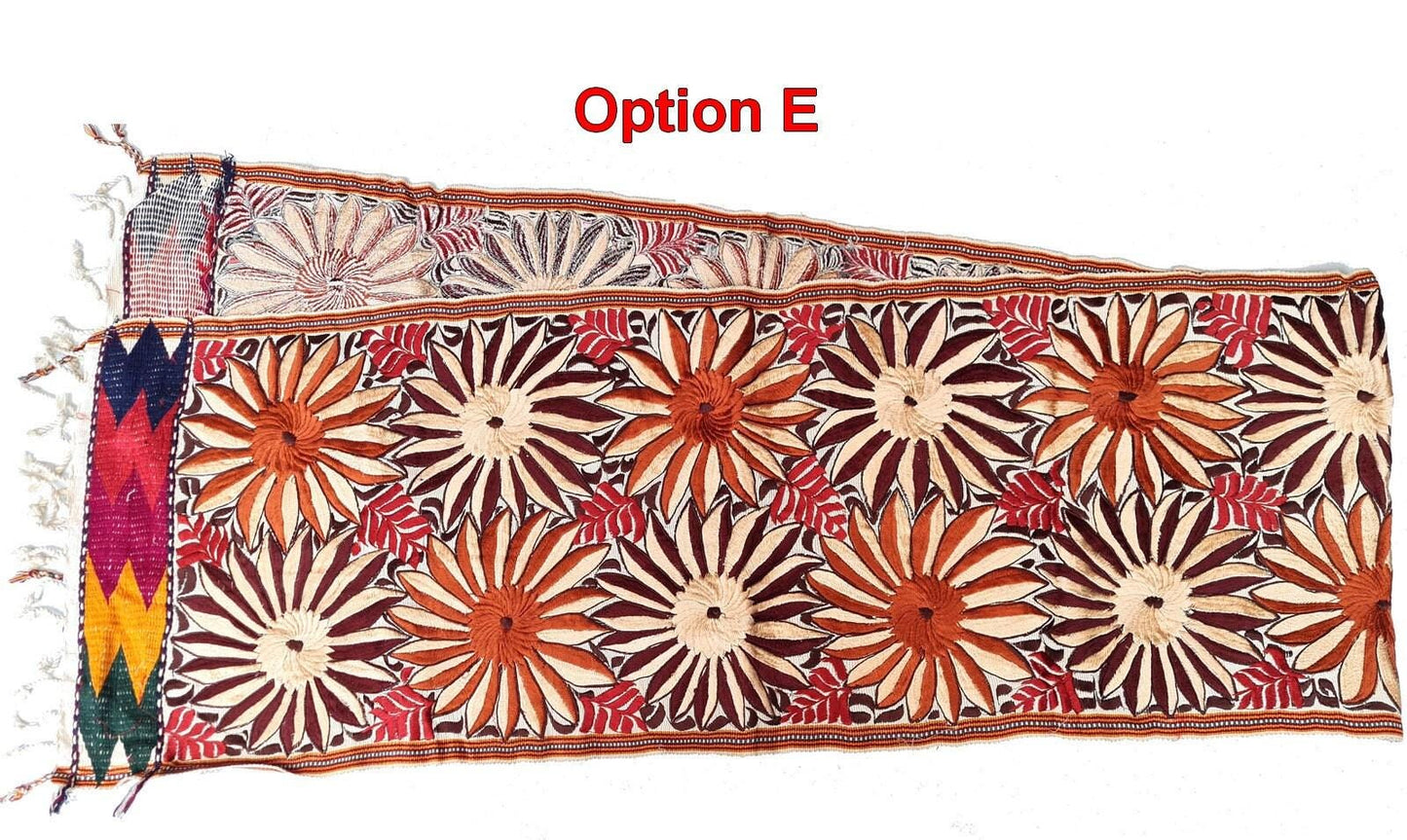 Handmade Floral Embroidered Table RUNNER With Tassels - ZACUALPA-