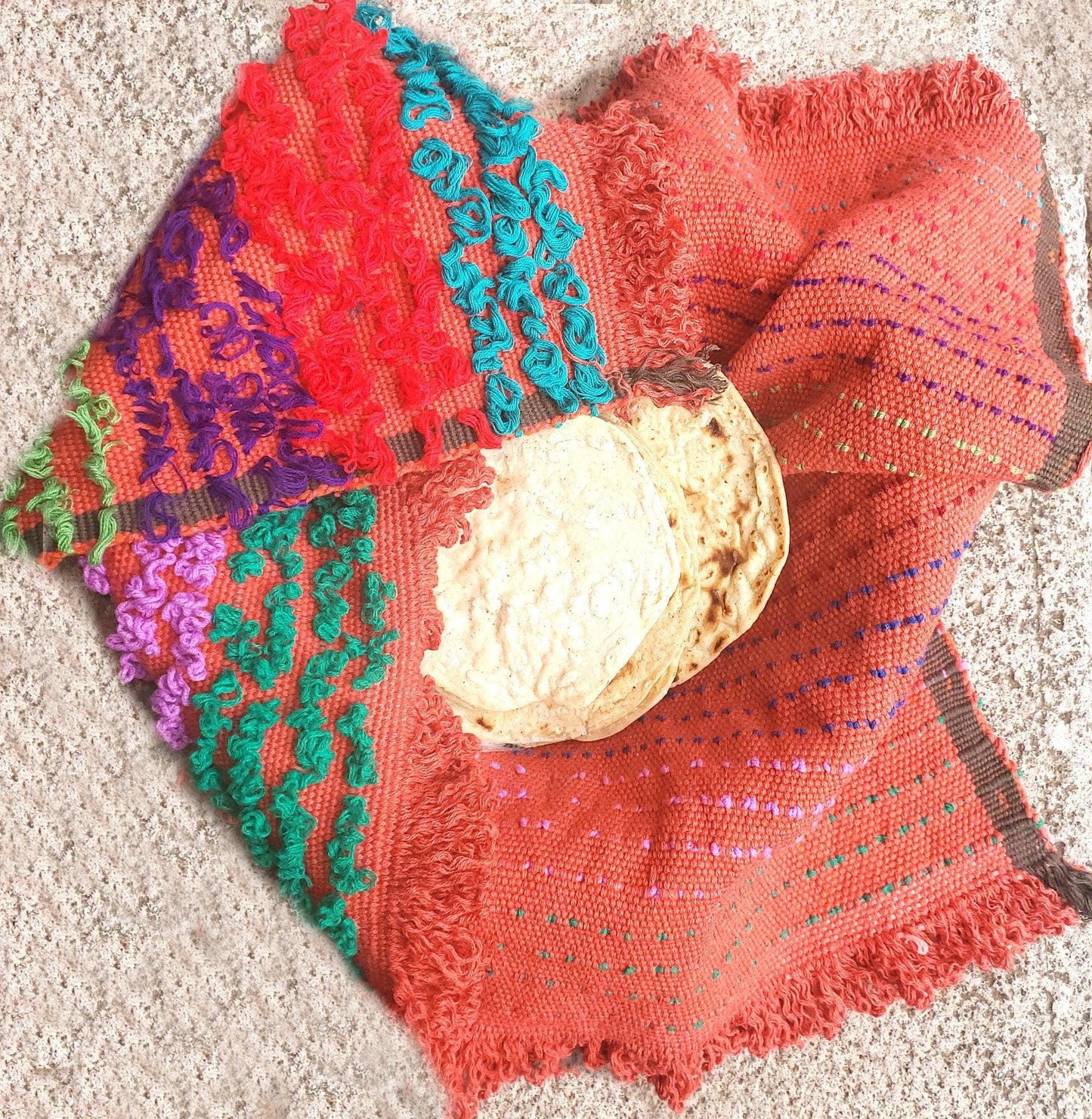 Guatemala Handwoven textile tortilla WRAPS, bread cloth, placemat, cloth NAPKIN