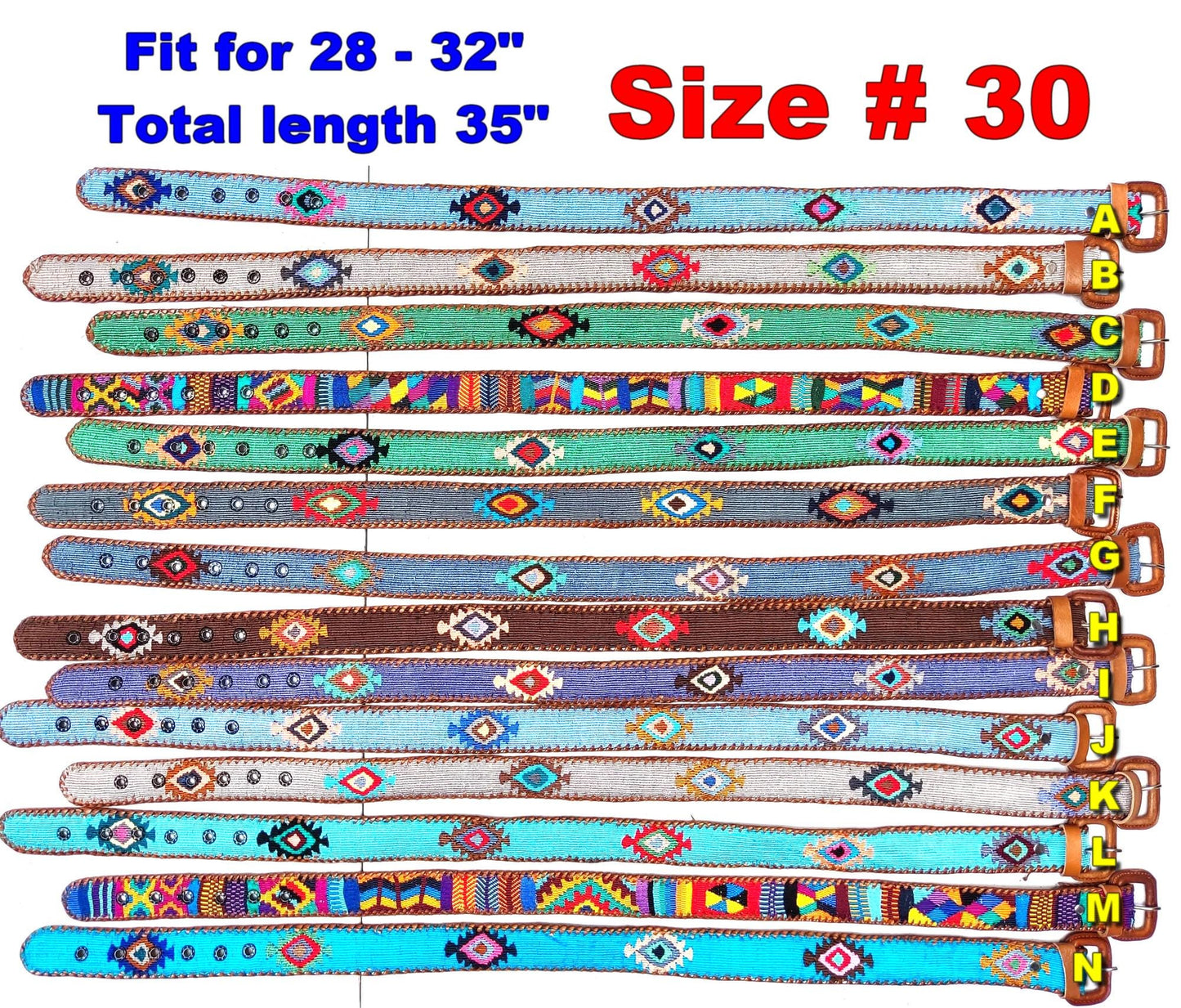 Lot of authentic Guatemalan HANDMADE BELT leather braided UNISEX belt