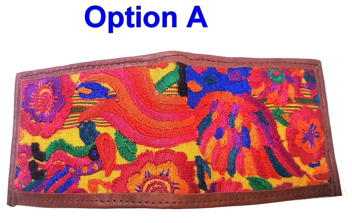 Guatemalan Authentic LeatherWALLET -Huipil Patterned Multiple Options