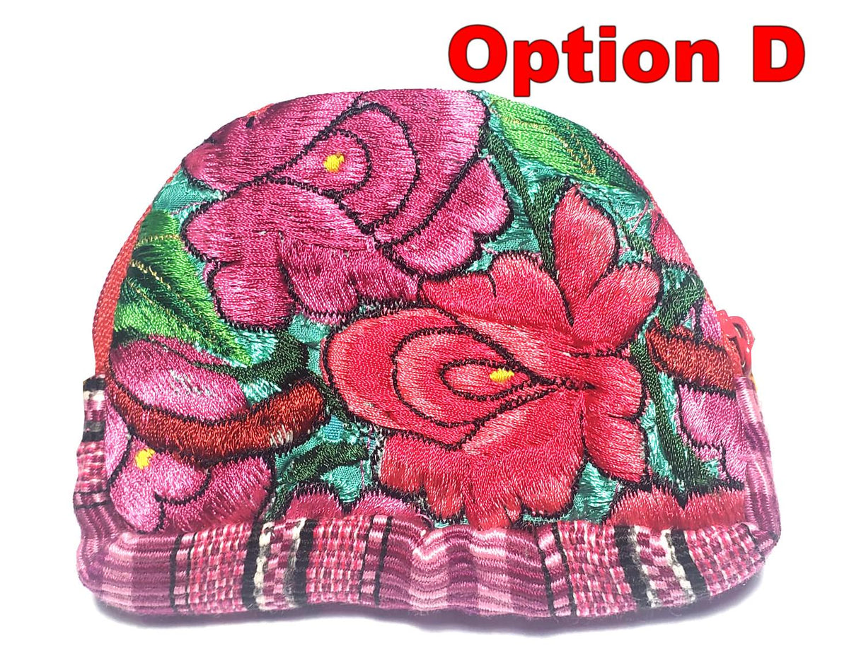 Guatemalan Huipil Coin Purse, Fair Trade Floral Cotton Padded Bag