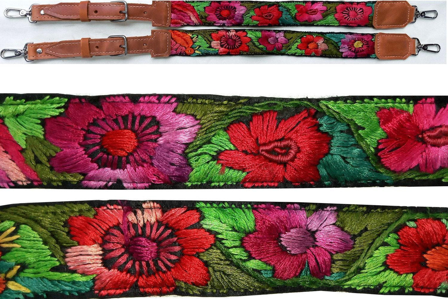 Guatemalan handmade embroidered backpack pair straps