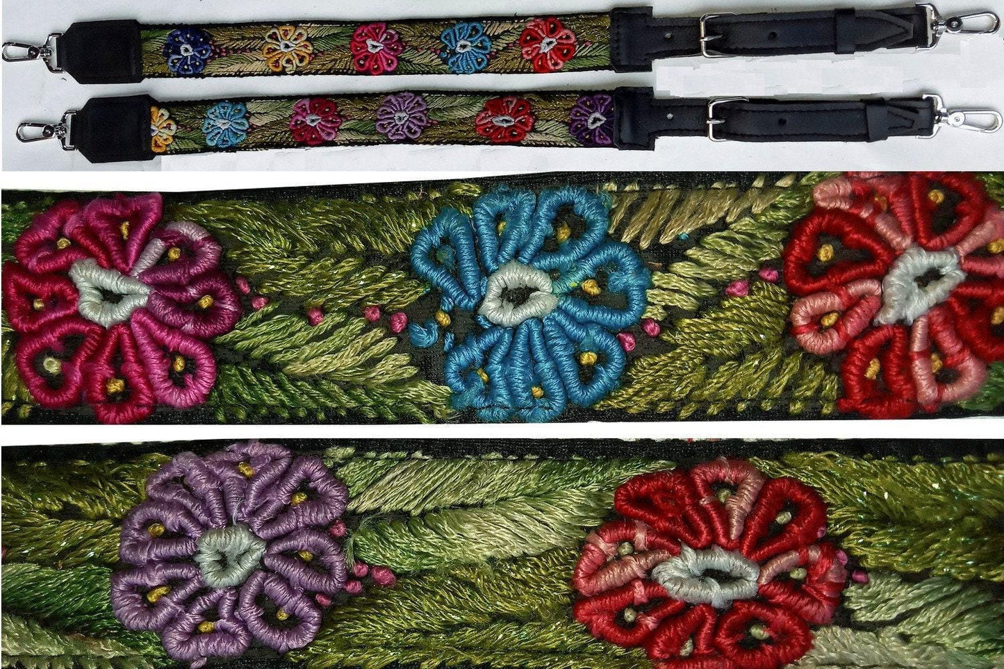 Guatemalan handmade embroidered backpack pair straps