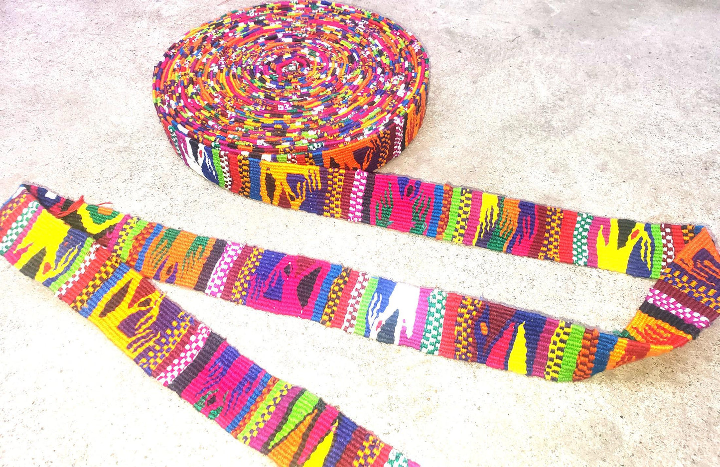 Guatemalan Faja, SASH Sold by the YARD. Hand Woven 1.25" Wide Cotton Mayan Toto Belt Textile Weave