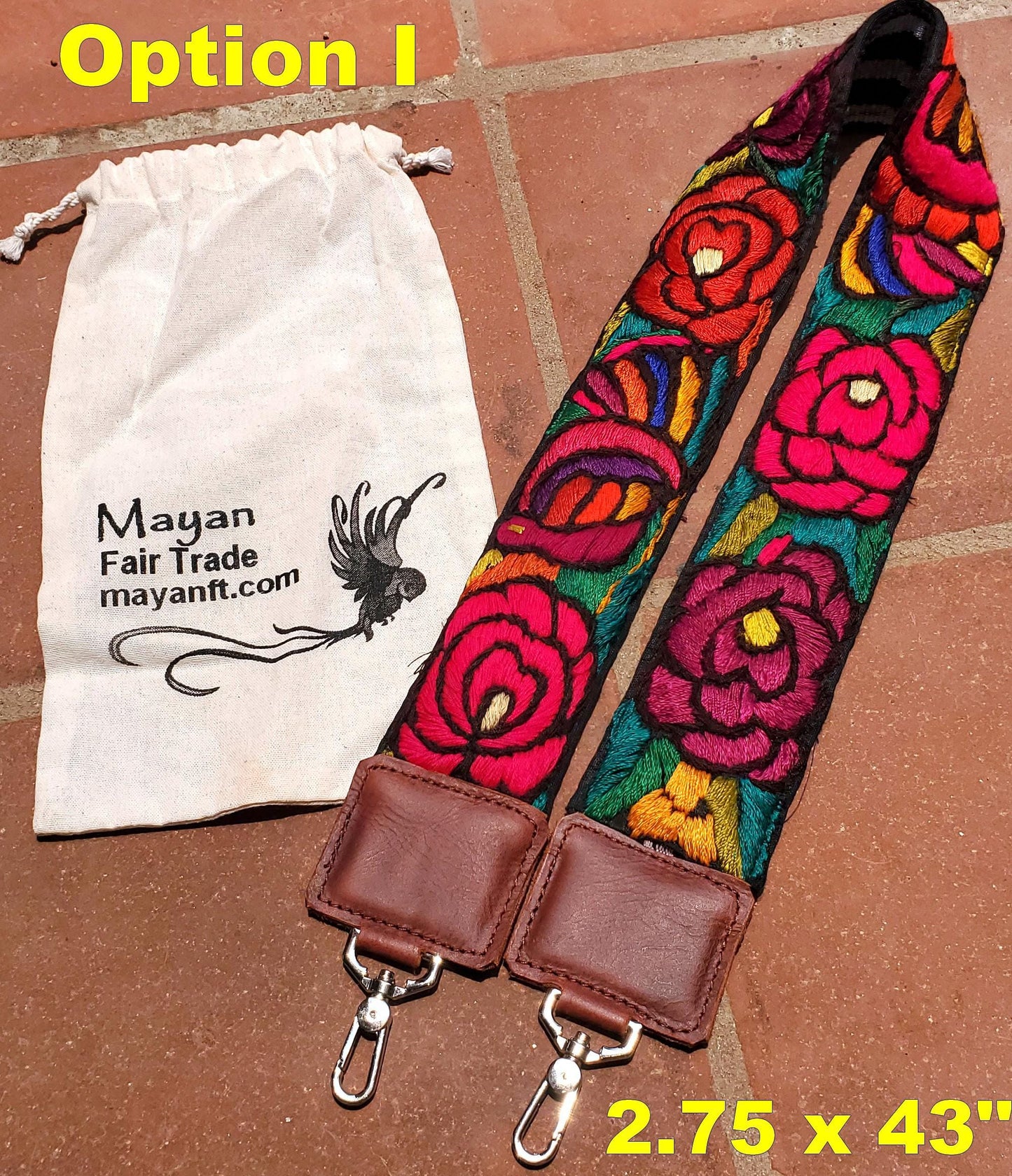 Guatemalan Handmade EMBROIDERED Leather CAMERA / BAG strap