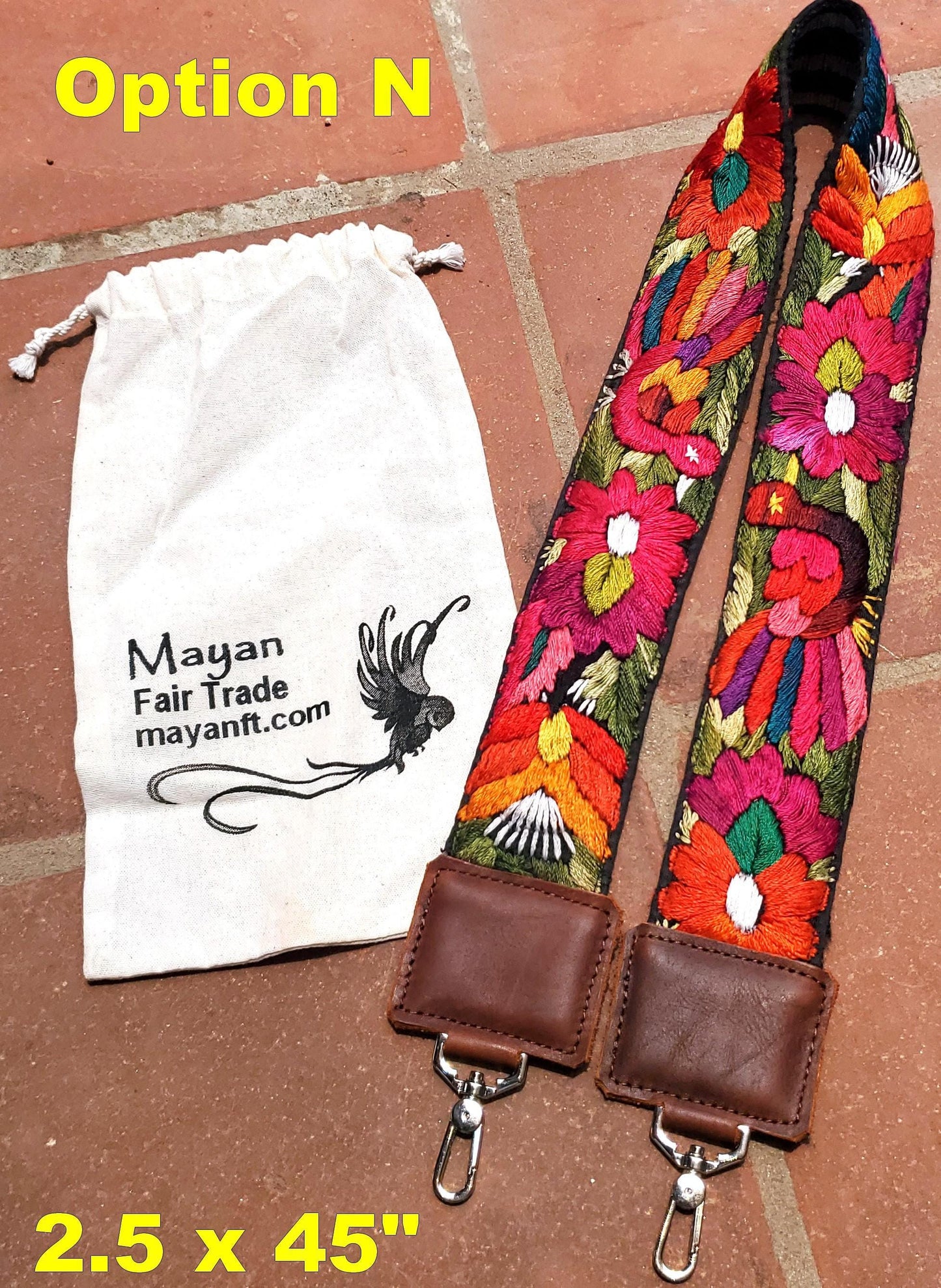Guatemalan Handmade EMBROIDERED Leather CAMERA / BAG strap