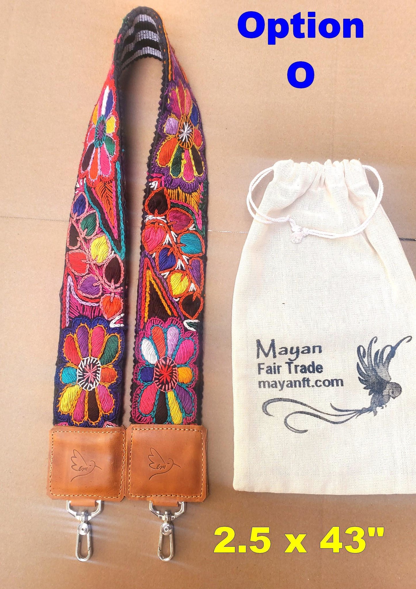 Guatemalan Handmade EMBROIDERED Leather CAMERA / BAG strap