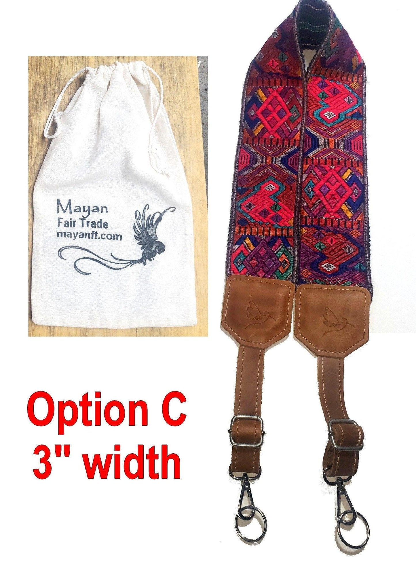 Guatemalan Handmade Adjustable embroidered floral CAMERA / BAG STRAP