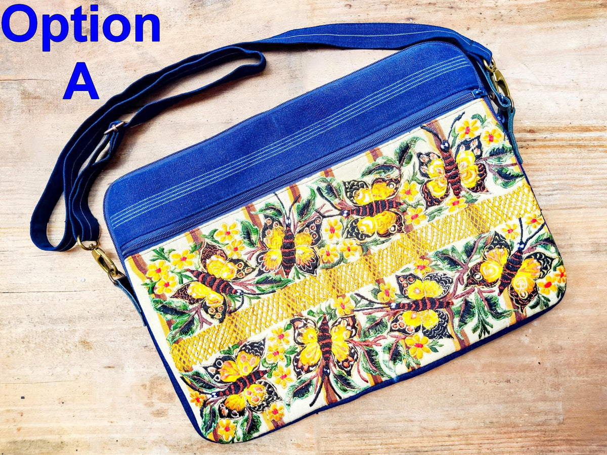 Guatemalan INDIGO LAPTOP padded CASE -Embroidered Sleeve Padded Carry Case-