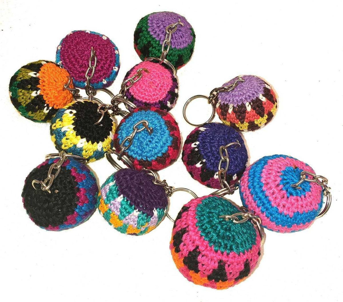 Guatemala Stress Relief Crocheted Cotton Hacky SACKS JUGGLING BALLS Key ring Available In Multiple Options