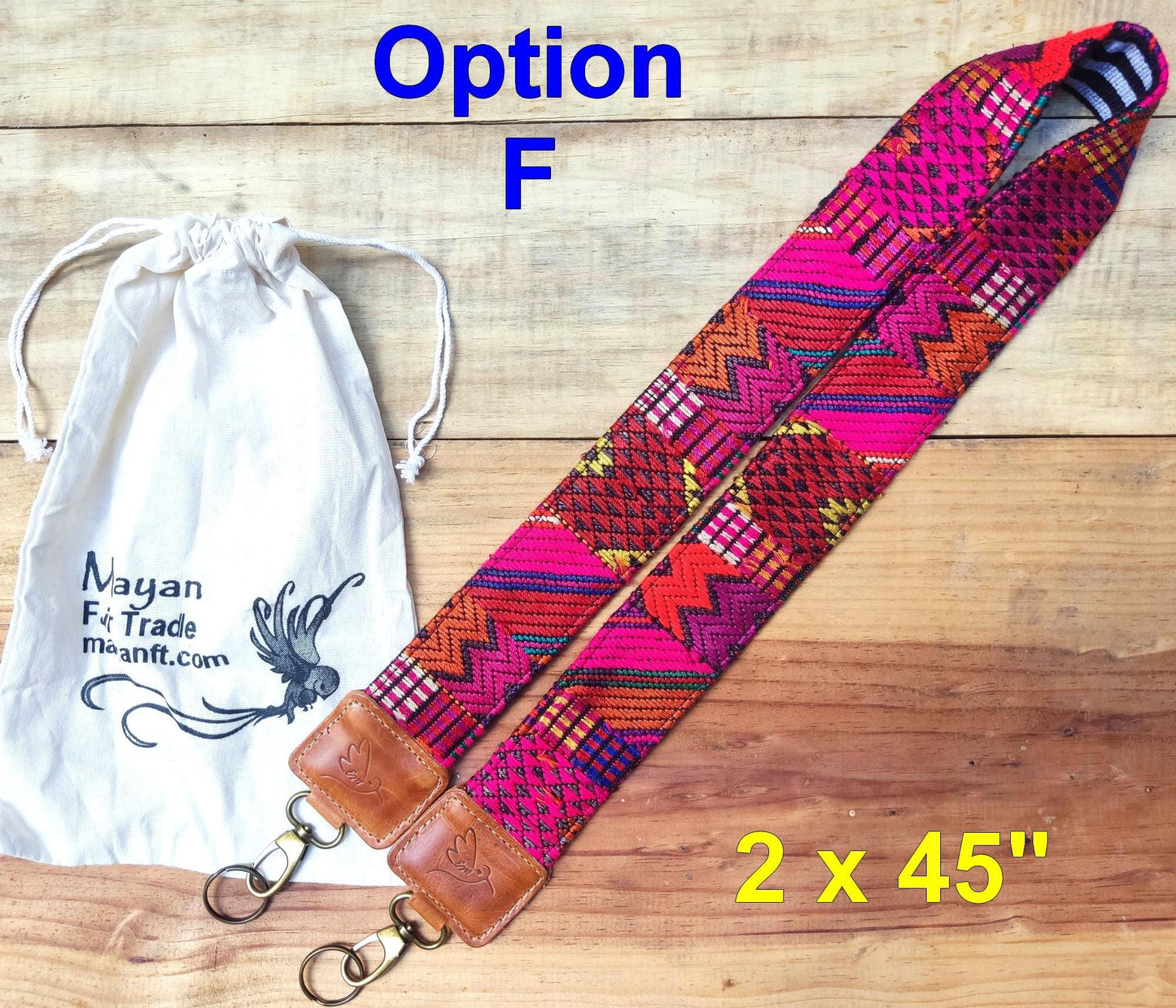 Guatemalan Handmade Leather Embroidered CAMERA / BAG STRAP