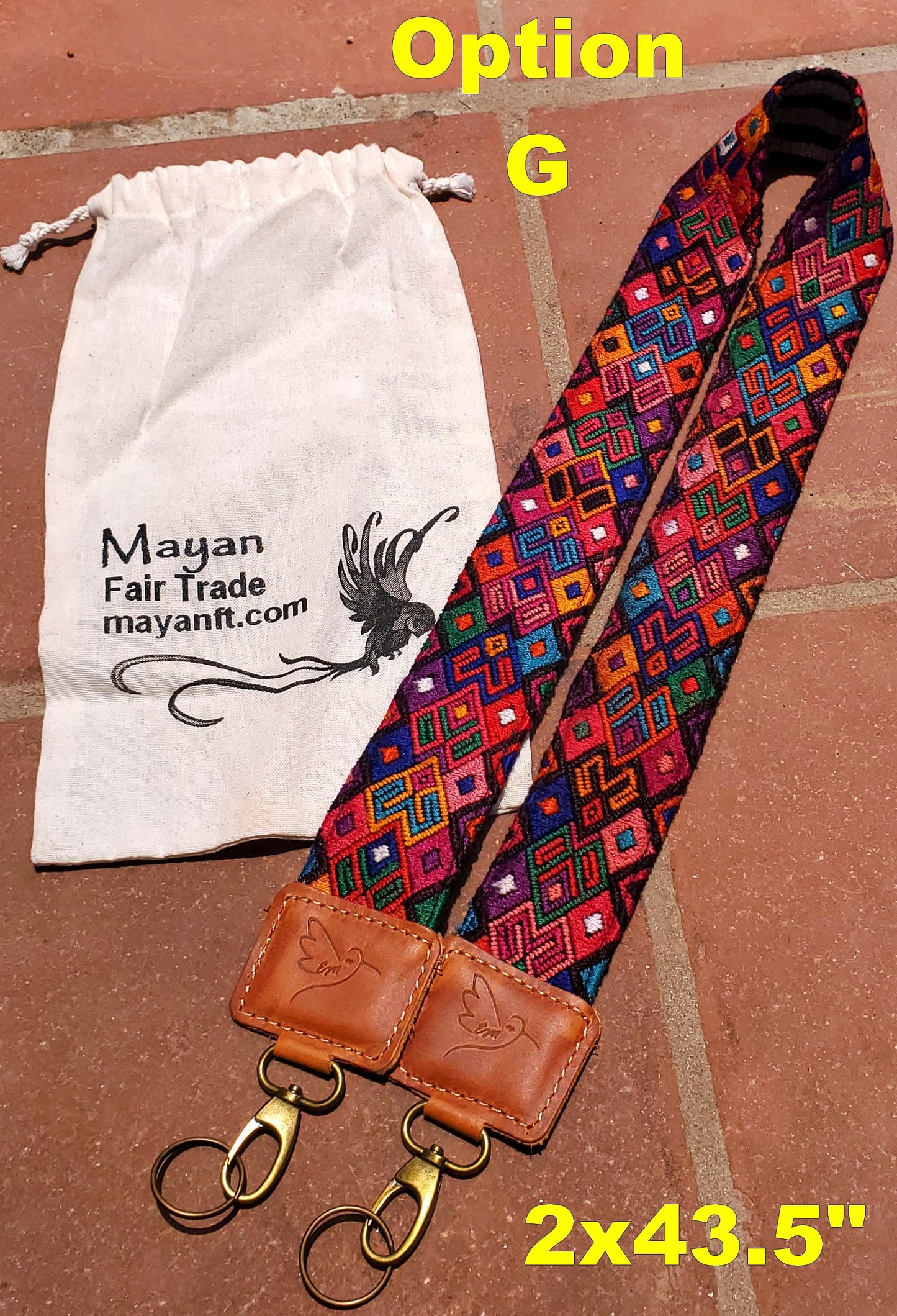 Guatemalan Handmade Leather Embroidered CAMERA / BAG STRAP