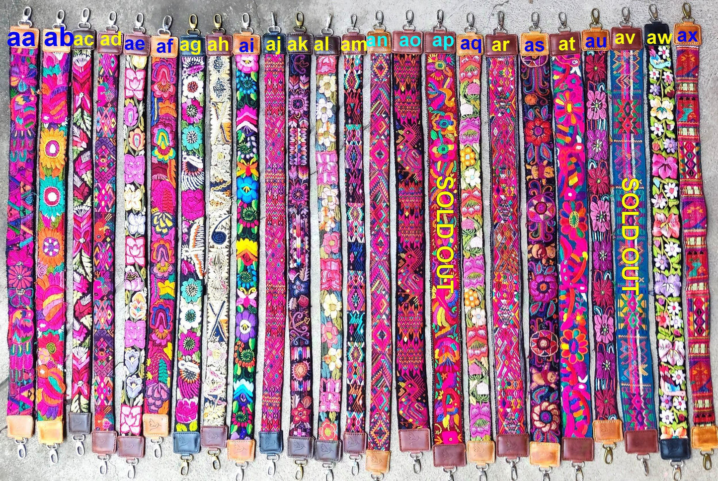 Guatemalan Handmade Leather Embroidered CAMERA / BAG STRAP