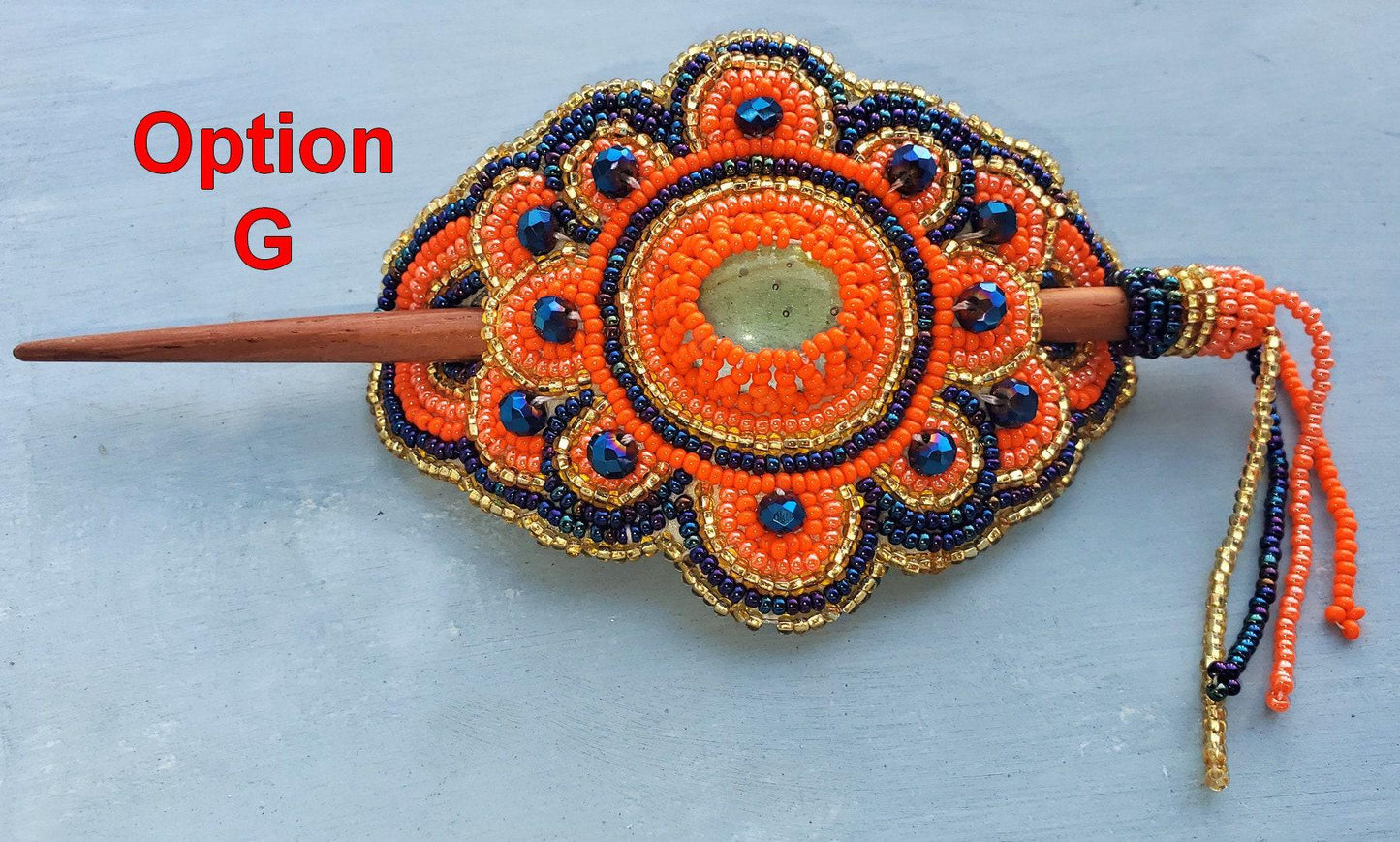 Czech Seed BEADS Hair Accessory CLIP BARRETTE Guatemala With Wooden Stick For Women - Aesthetic Leather Hair Stick Barret Clip