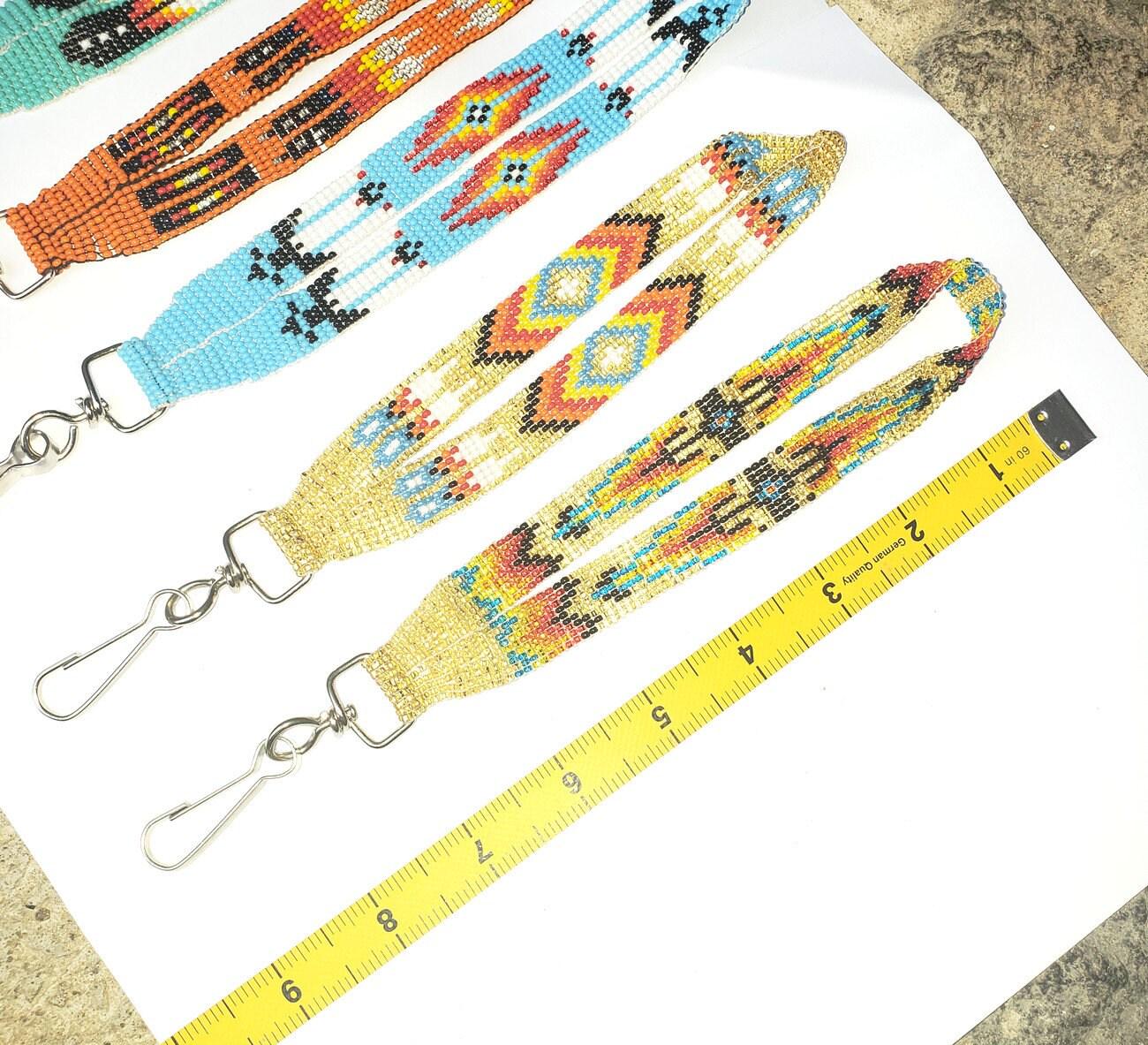 Guatemalan beaded wristlet hanging keychain